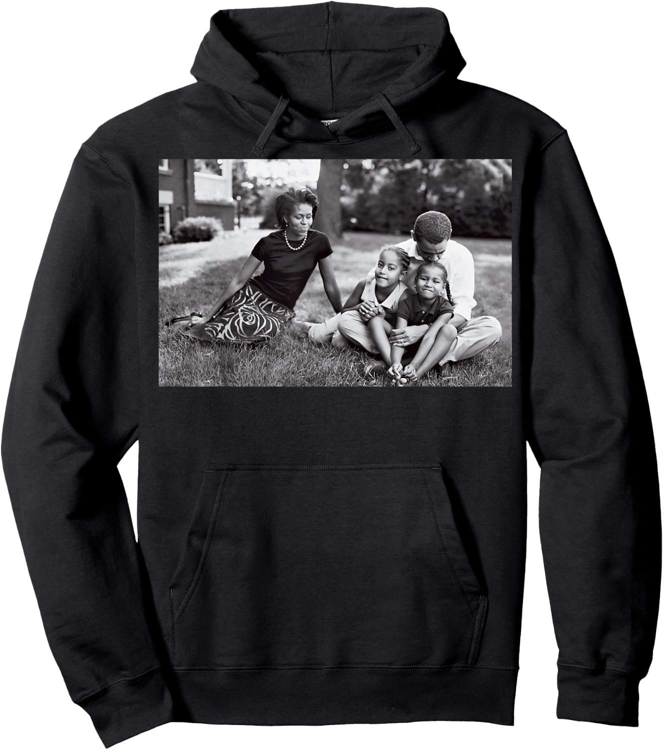 Barack Obama Young with Kids and Michelle Hoodie - Hoodie | Black