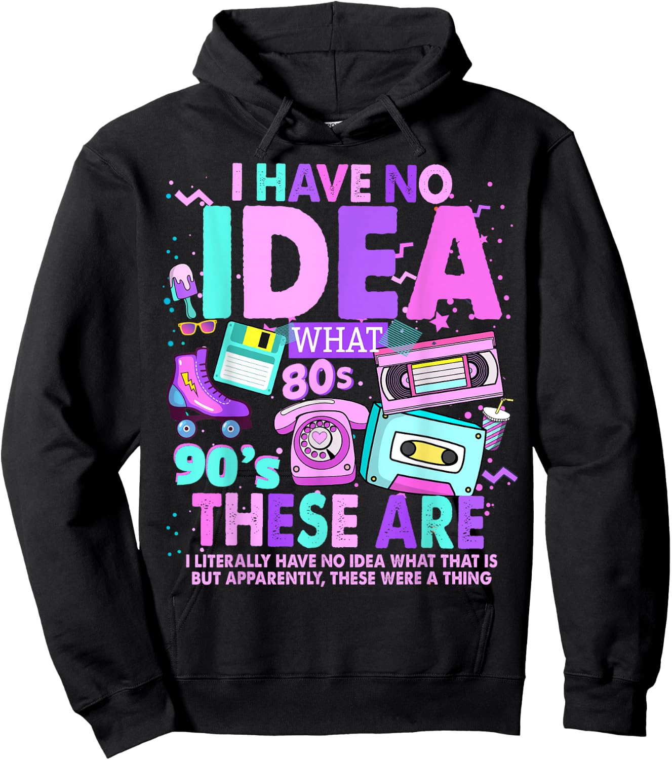 90s Theme Nostalgia Kids Idea & 90s 80s Decades Outfit Idea Hoodie - Hoodie | Black