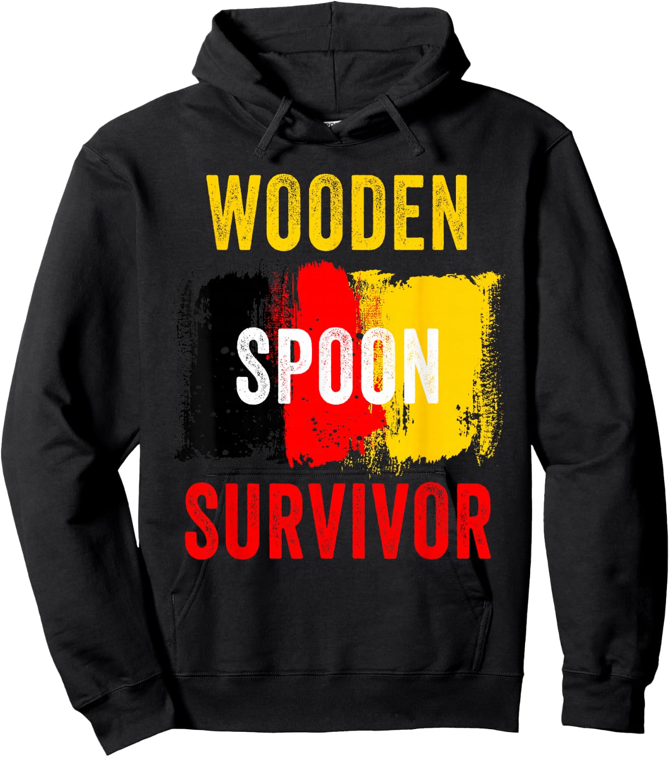 Wooden Spoon Survivor – Germany Flag Funny Childhood Quote Hoodie - Hoodie | Black