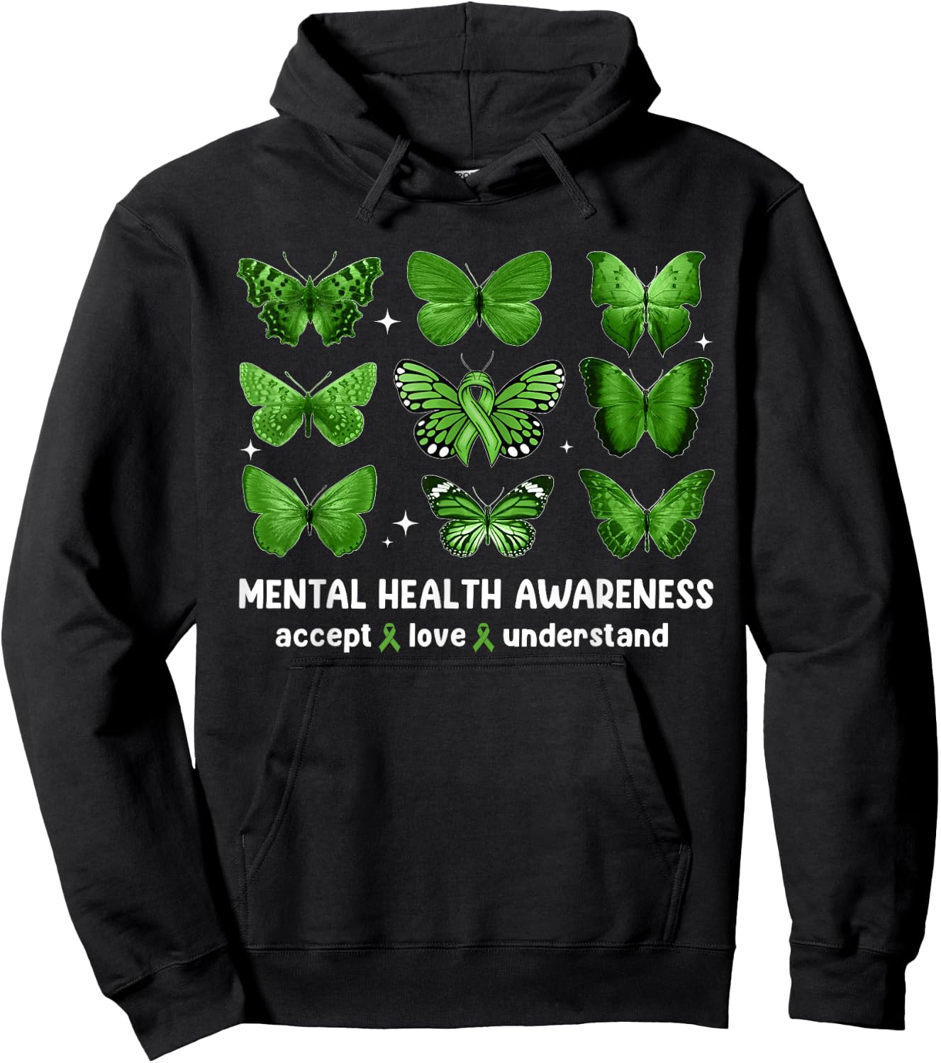 Butterfly Mental Health Awareness Accept Love Understand Kid Hoodie - Hoodie | Black