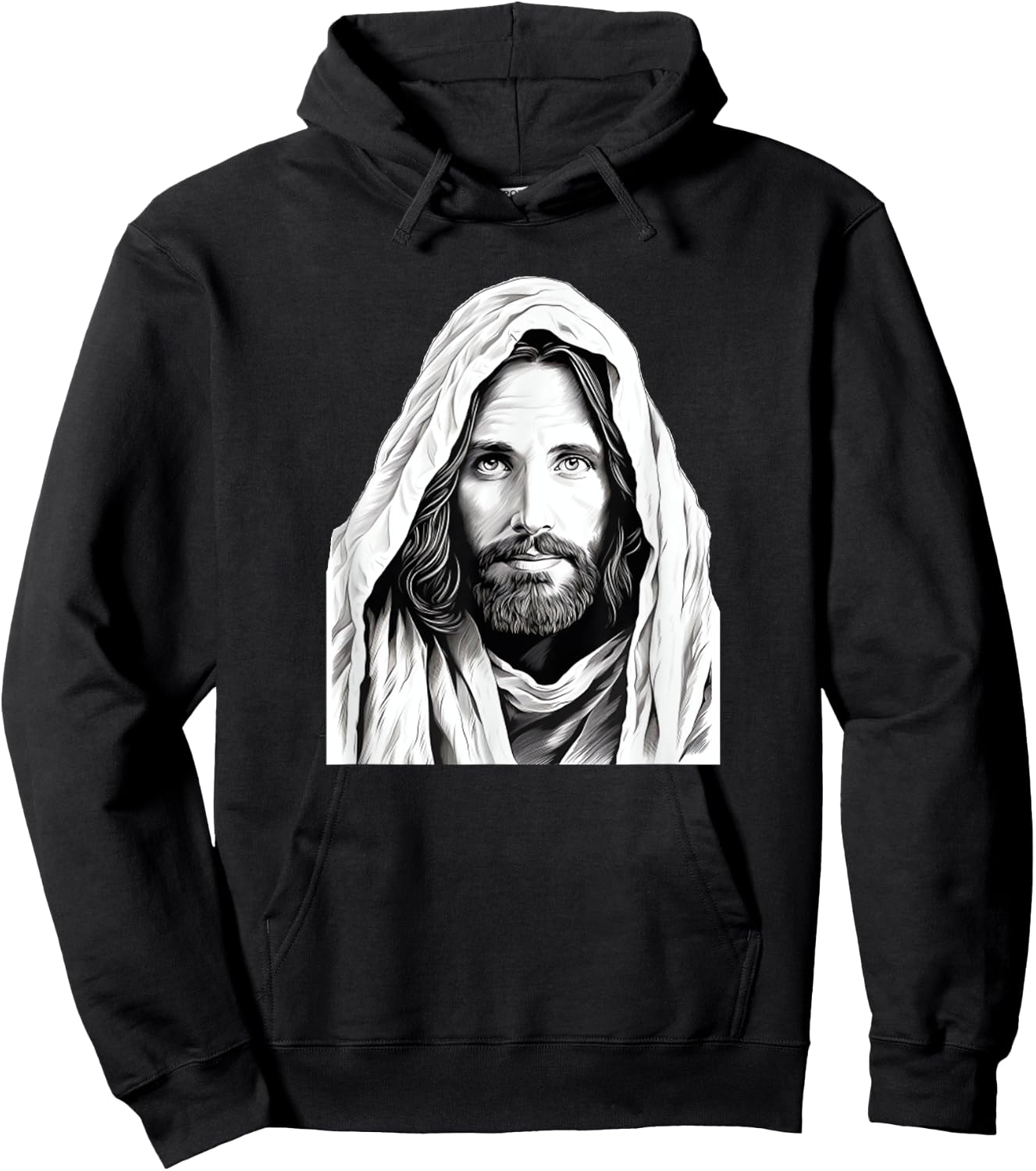 Jesus Christ Bible Sketch Face Of Jesus Funny Meme Hoodie - Hoodie | Black