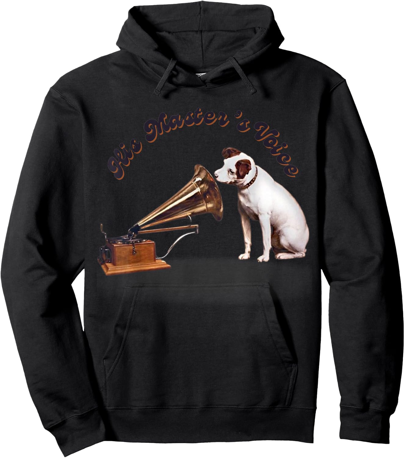 JRT Designs His Master's Voice RCA Victor Nipper Dog , Small, Black Hoodie - Hoodie | Black