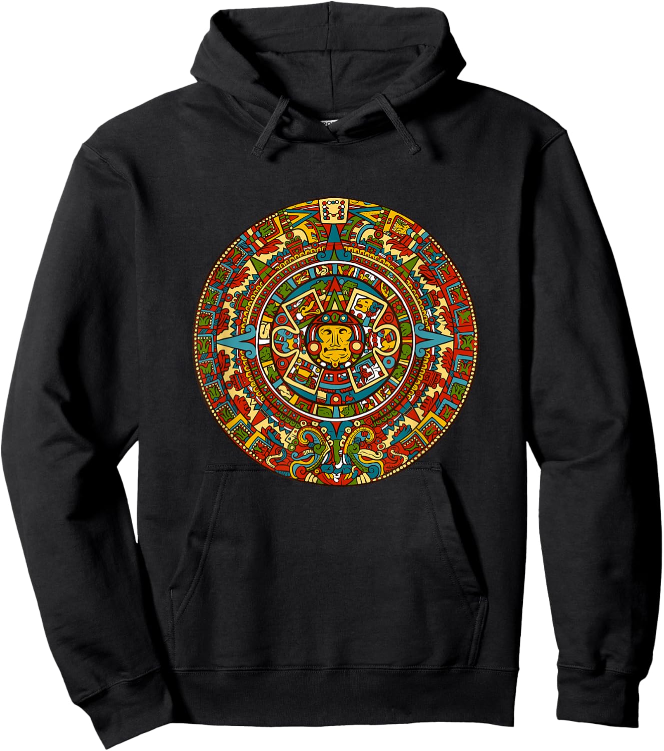 Aztec , Mexico Calendar Pattern Style Sun Design Hoodie - Hoodie | Black