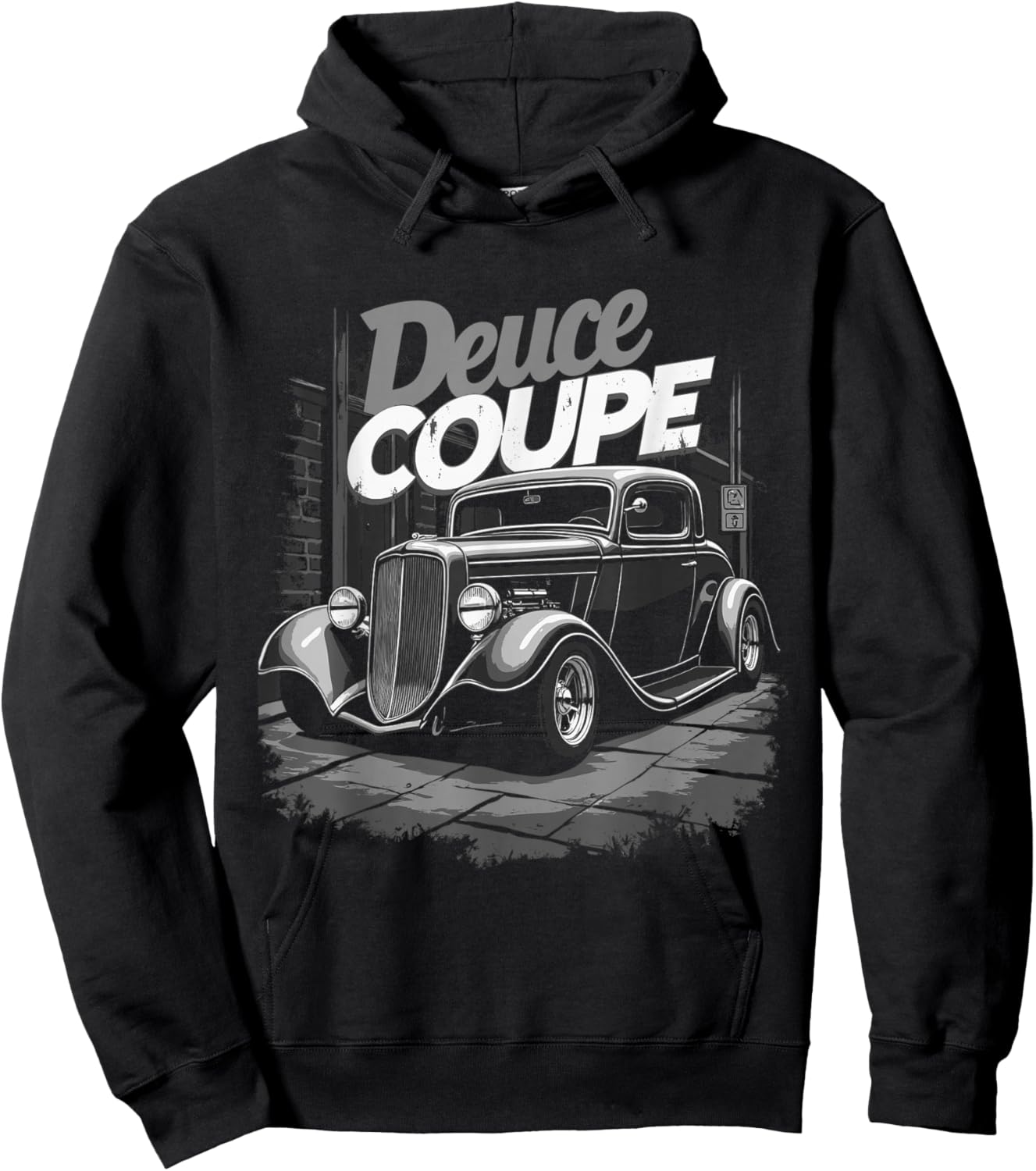 1932 Retro Hot Rod car graphic Deuce Coupe 3 window Hoodie - Hoodie | Black