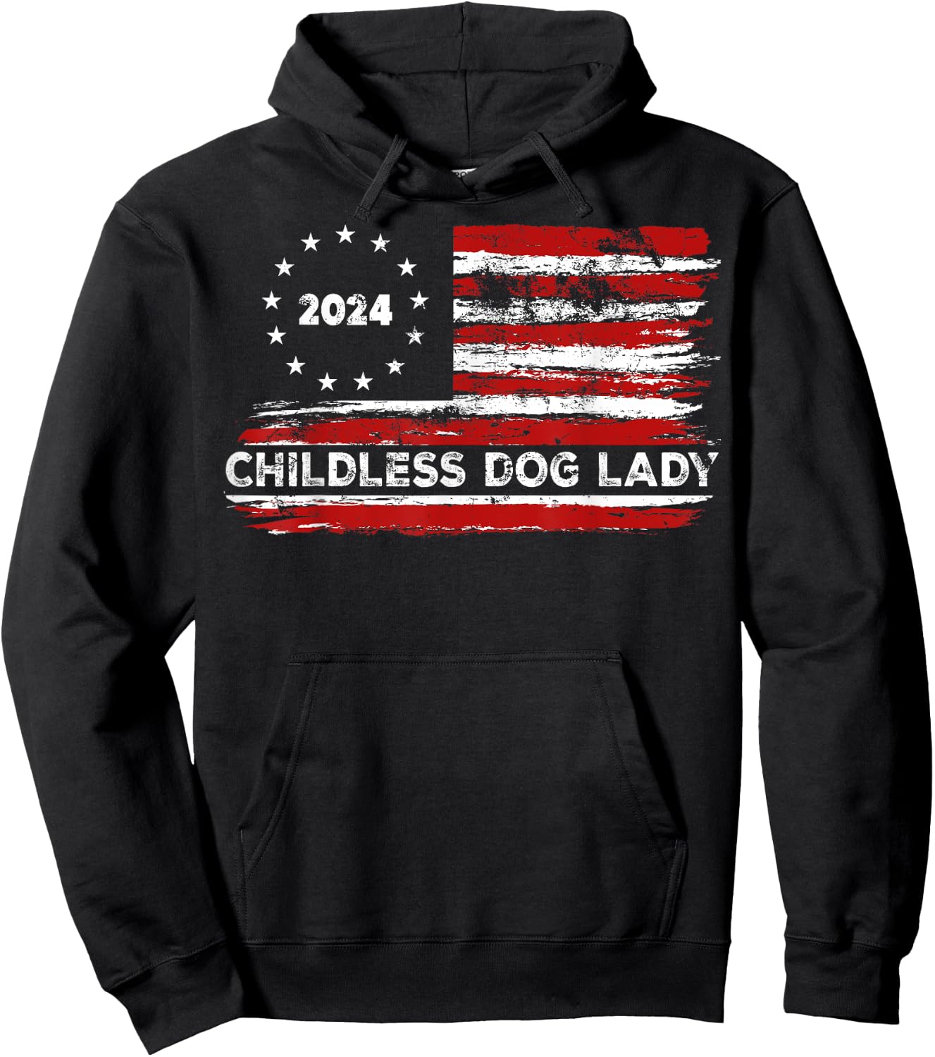 Childless Dog Lady US flag Vintage 2024 Hoodie - Hoodie | Black
