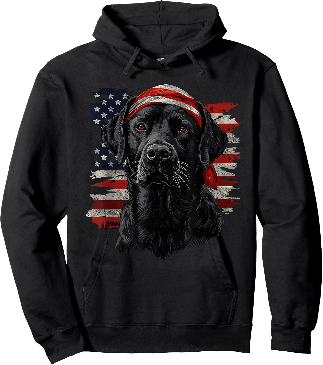 Black Labrador Patriotic Lab 4th Of July USA American Flag Hoodie - Hoodie | Black