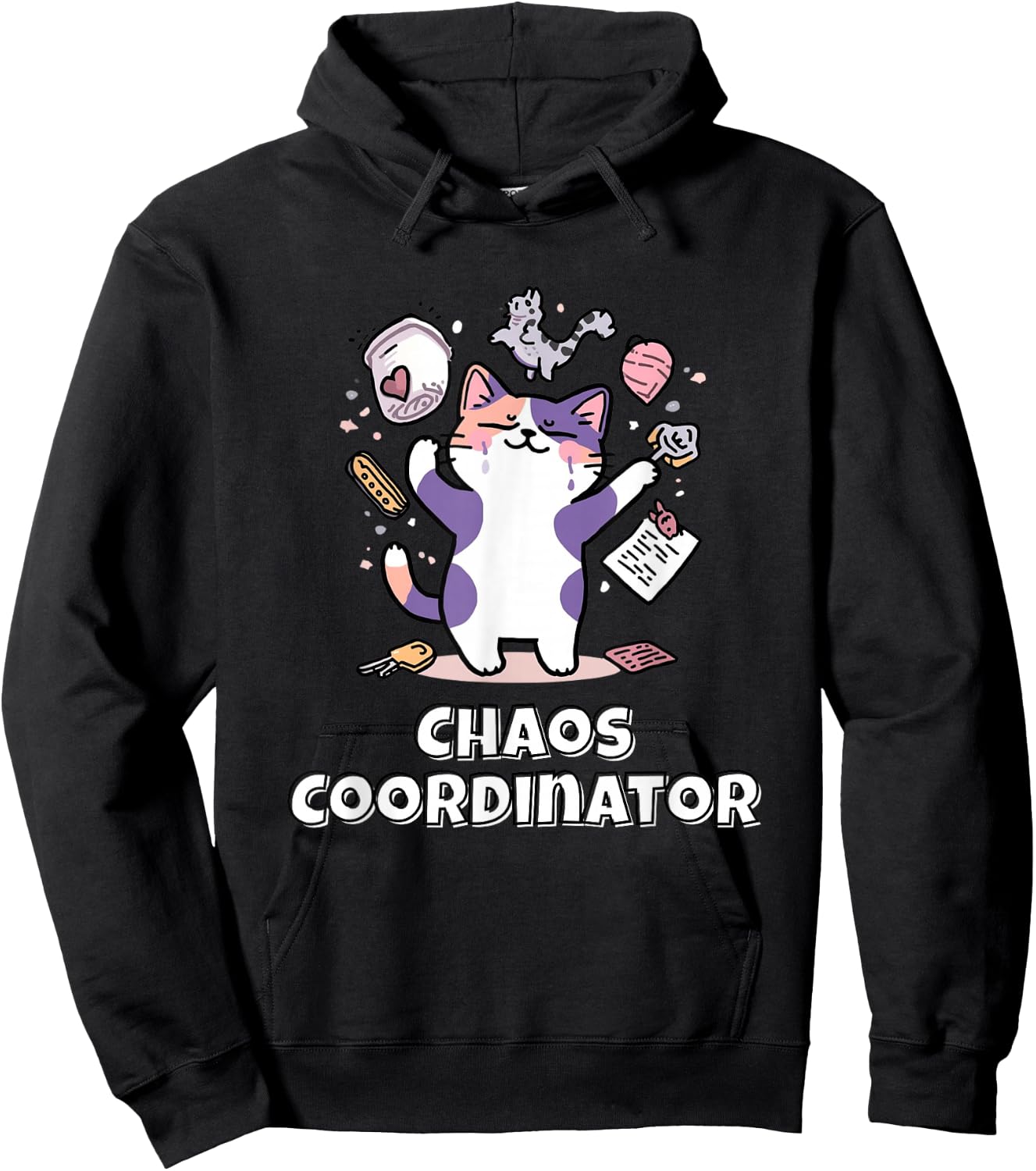 Chaos Coordinator Calico Cat Hoodie - Hoodie | Black