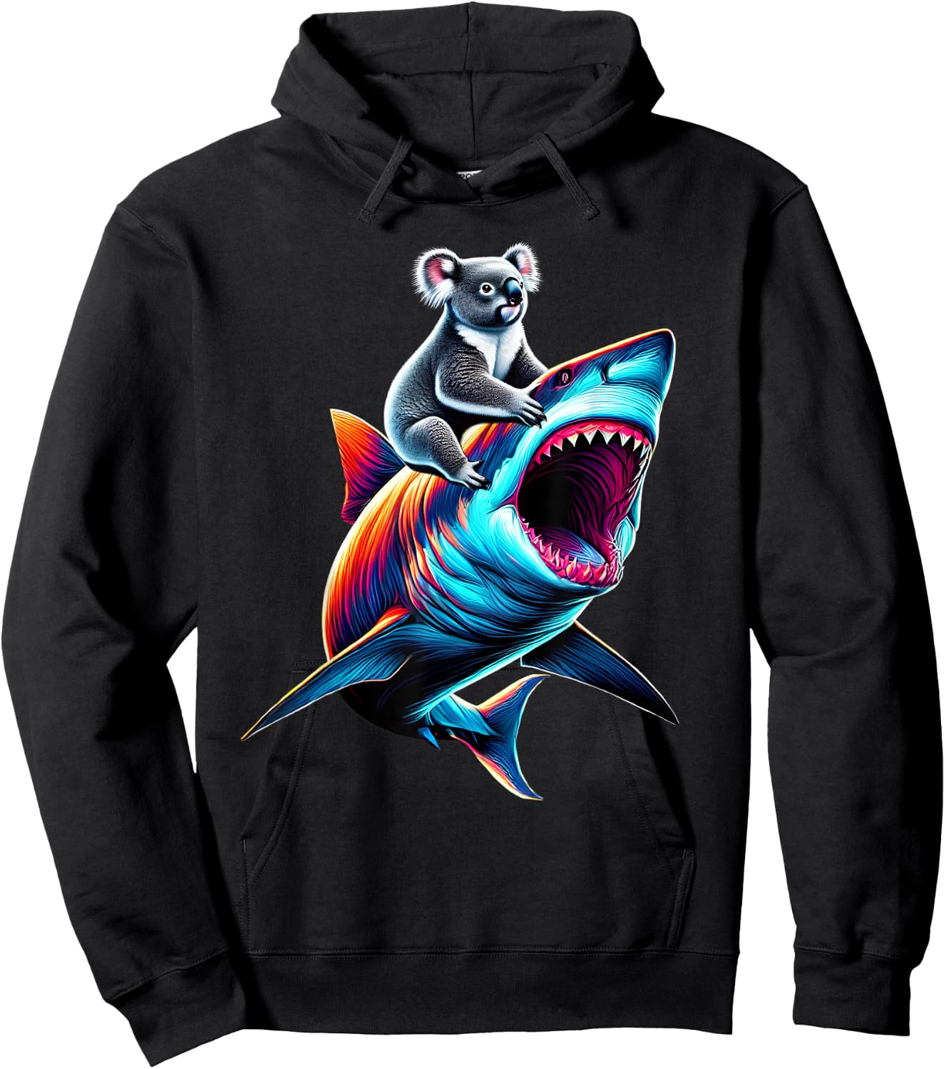 Funny Koala Riding Shark Koala Lover Hoodie - Hoodie | Black