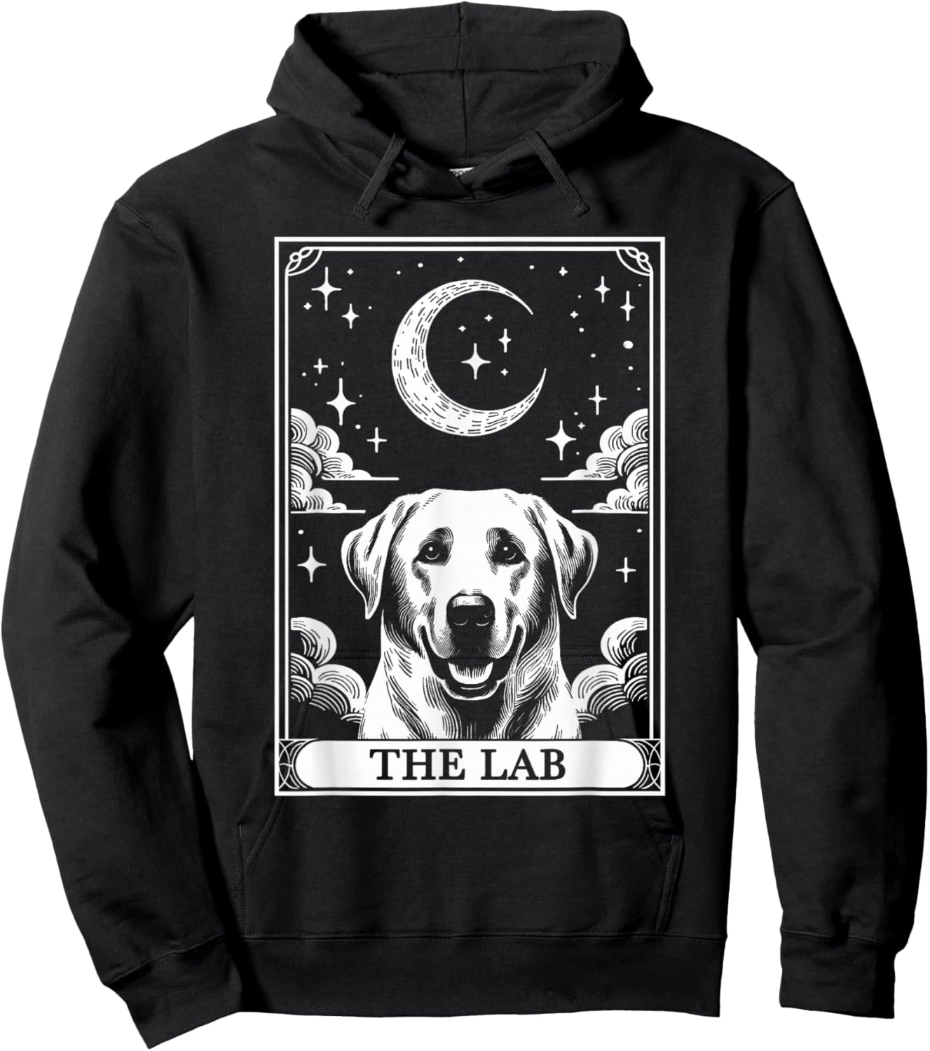 Tarot Card Vintage Crescent Moon Labrador Retriever Dog Mom Hoodie - Hoodie | Black