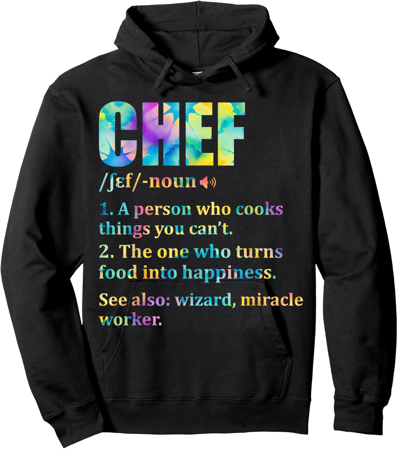 Chef Definition Cooking Kitchen Funny Cook Saying Tie Dye Hoodie - Hoodie | Black