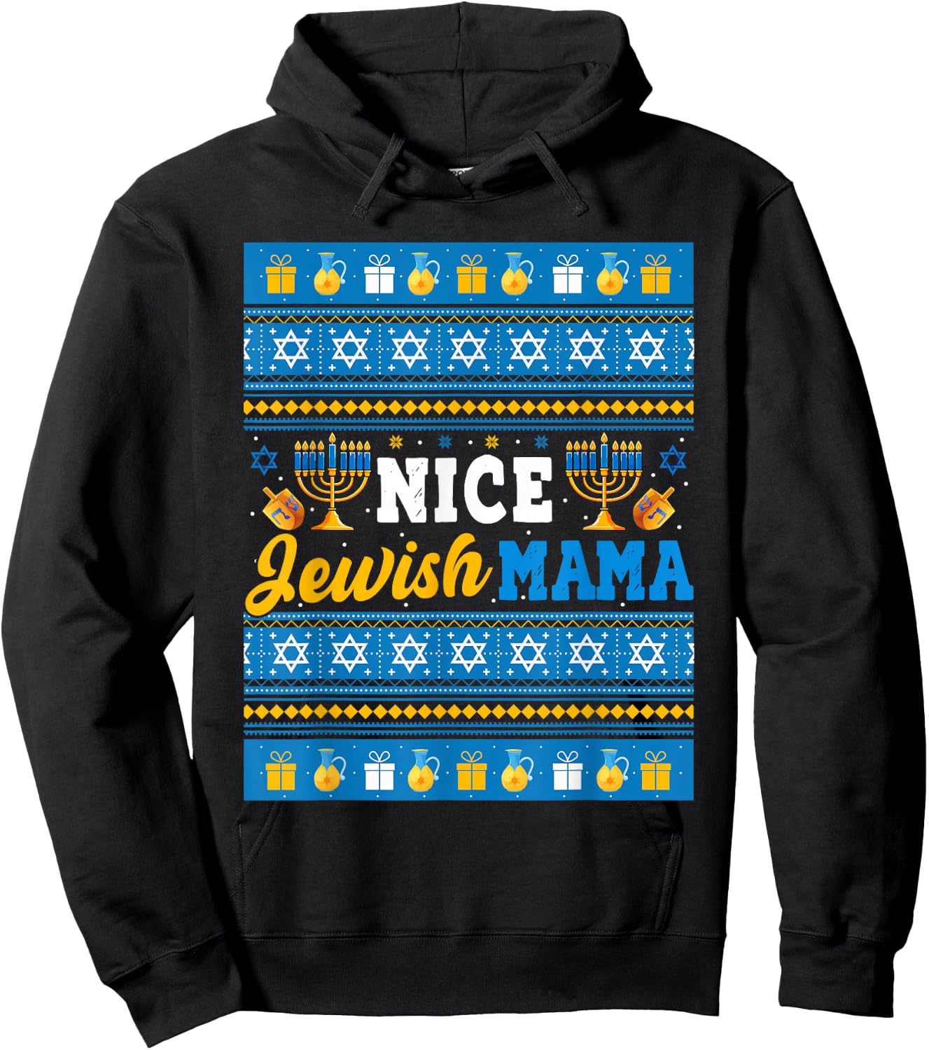 Nice Jewish Mama Hanukkah Menorah Dreidel Matching Family Hoodie - Hoodie | Black