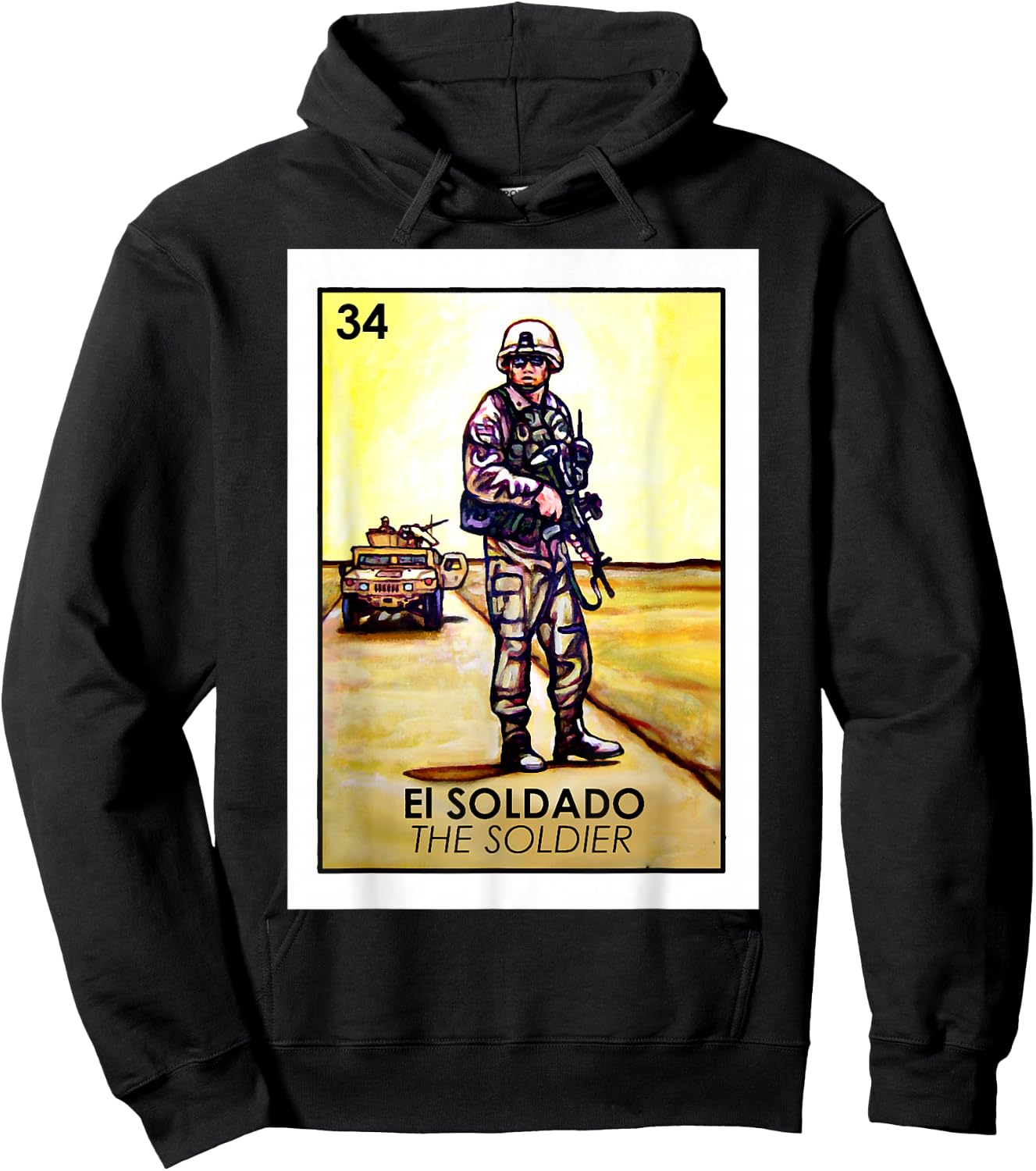 El Soldado Card Mexican Lottery Card Hoodie - Hoodie | Black