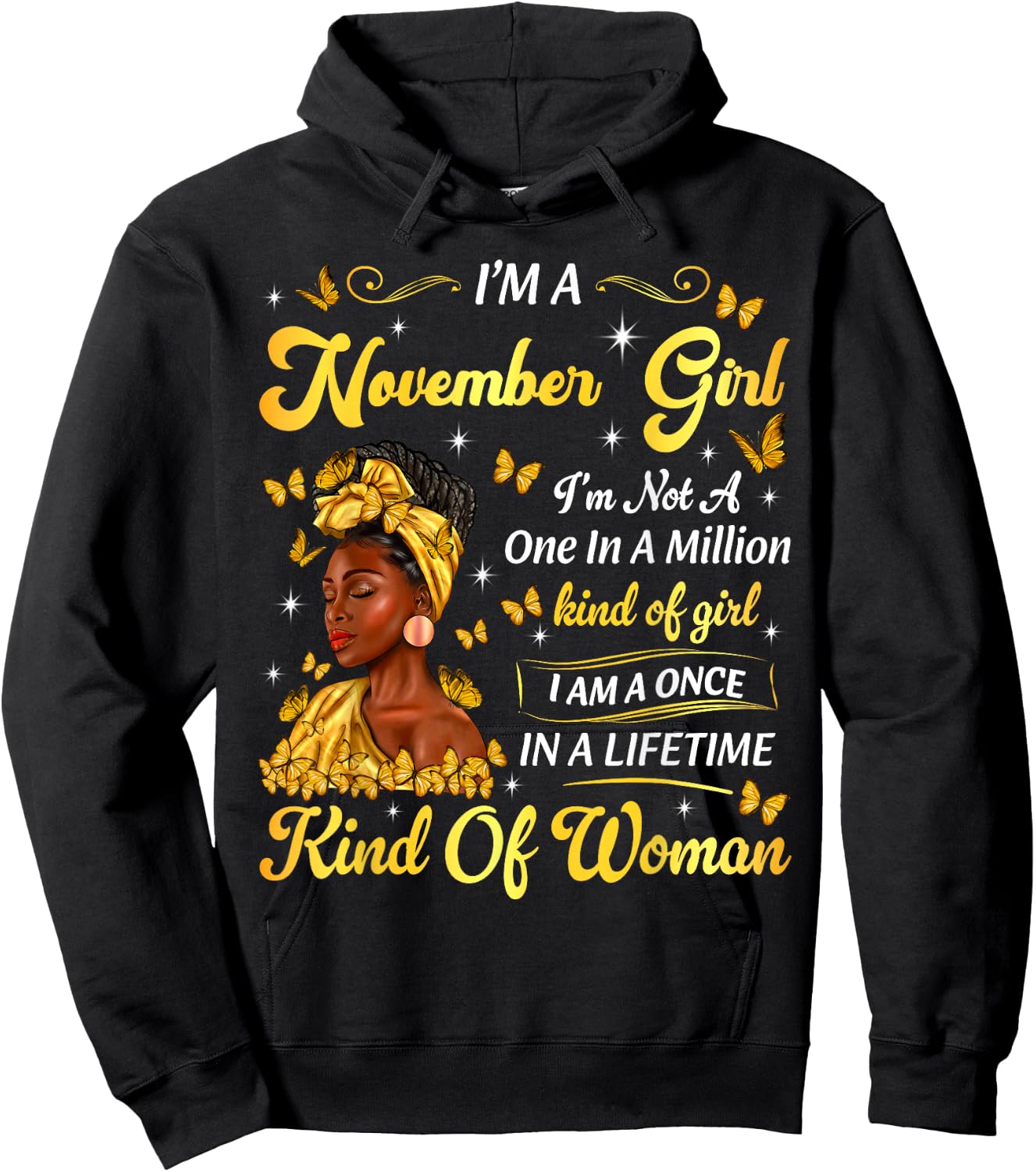 November Afro Girl African American Birthday Black Women Hoodie - Hoodie | Black