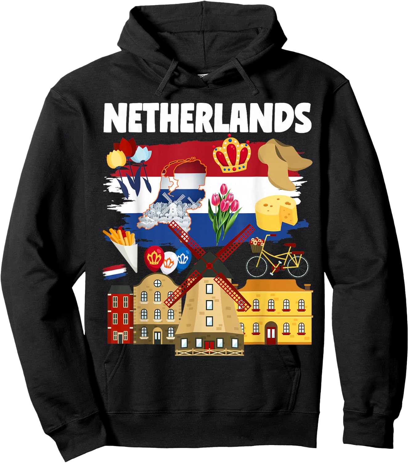 Netherlands Flag Outfit Idea for Kids & Holland Dutch Flag Hoodie - Hoodie | Black
