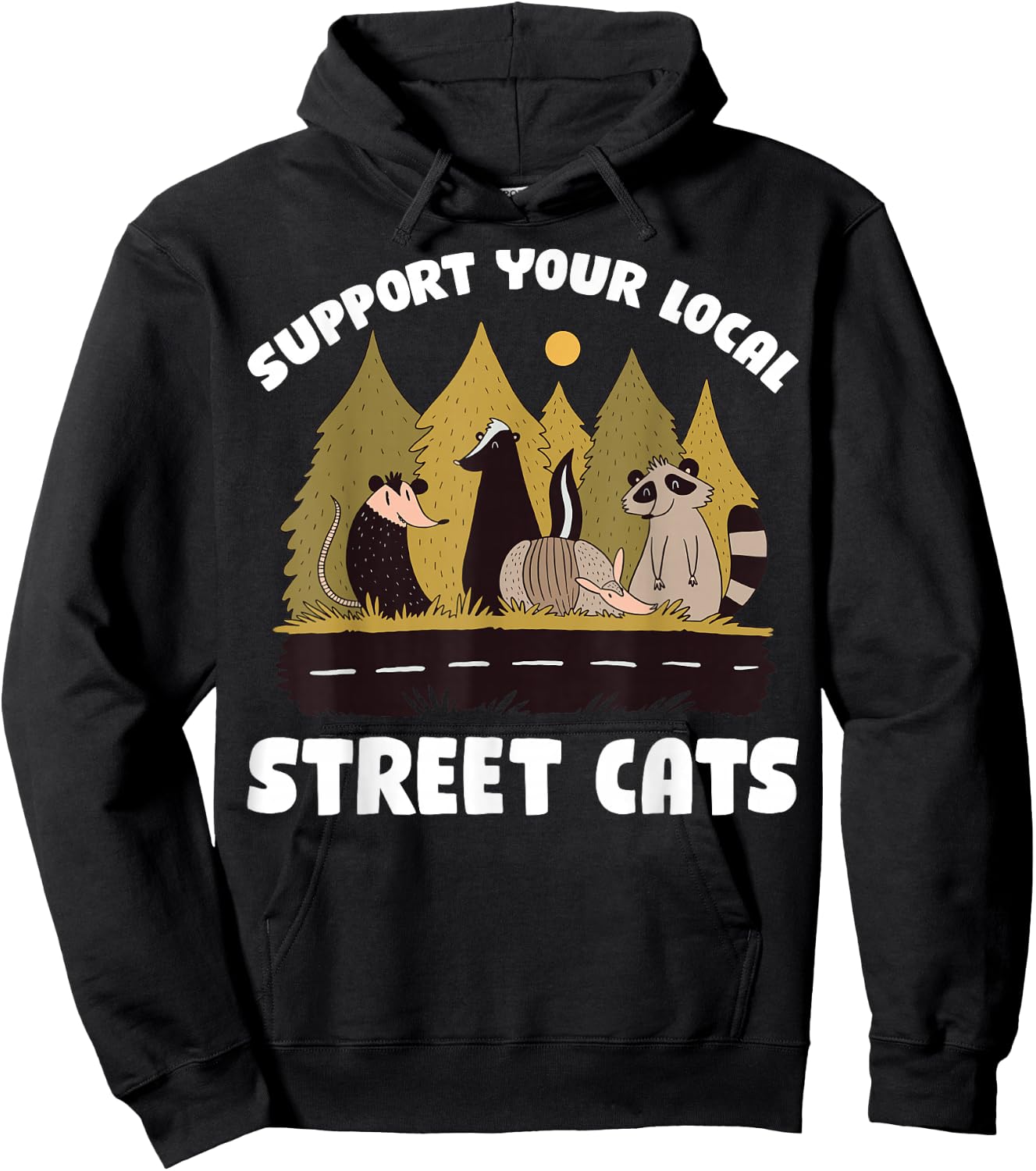 Support Your Local Street Cats Raccoon Hoodie - Hoodie | Black