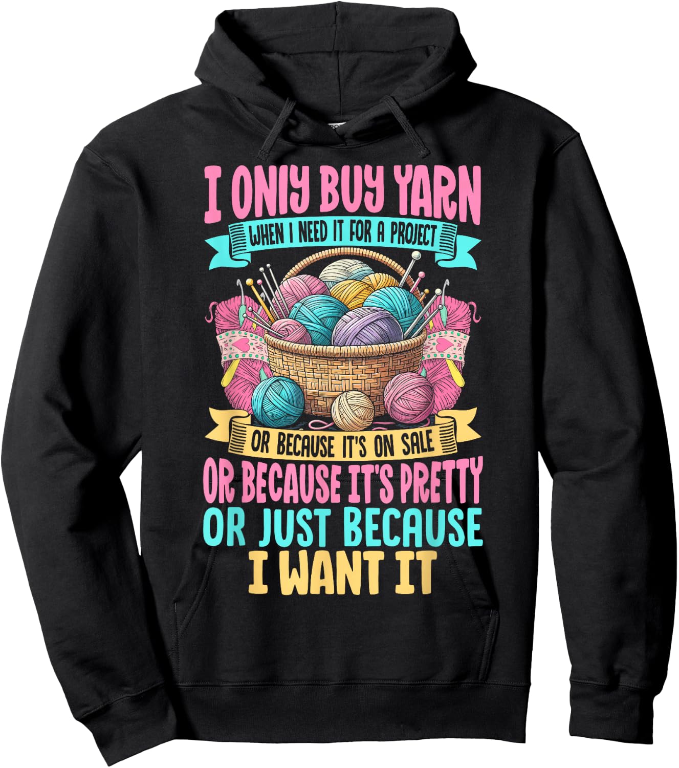 Funny Knitting Yarn Art Girls Crochet Lovers Hoodie - Hoodie | Black