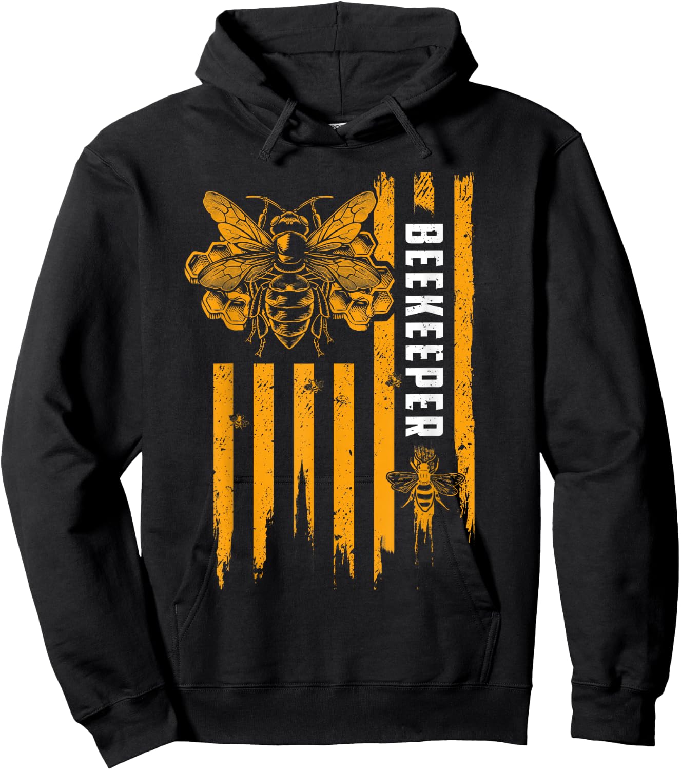 Beekeeping American Flag Honeycomb Honey Bees Beekeeper Hoodie - Hoodie | Black