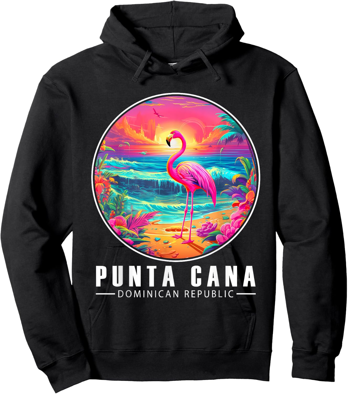 Punta Cana Flamingo Shirt Dominican Republic Beach Sunset Hoodie - Hoodie | Black