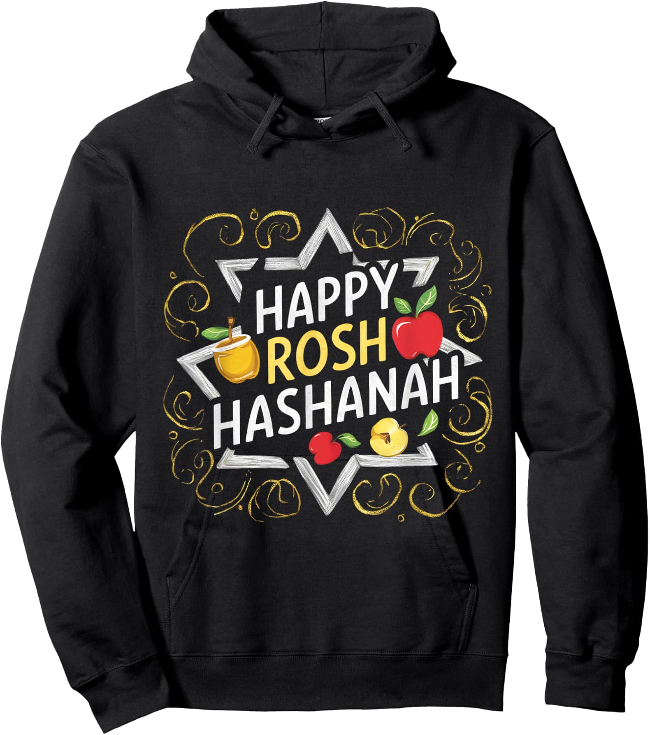 Happy Rosh Hashanah Festive Jewish Celebration Rosh Hashana Hoodie - Hoodie | Black
