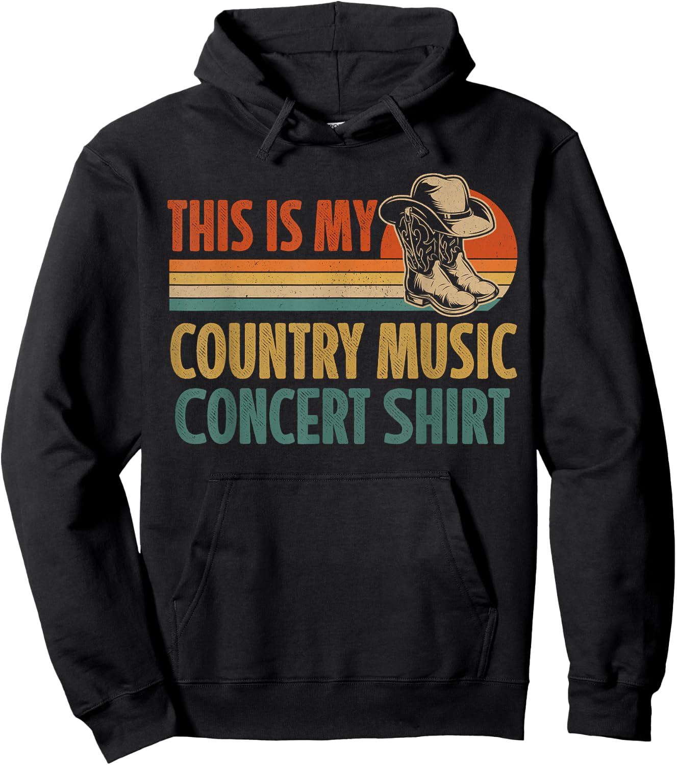 Vintage This Is My Country Music Concert Shirt Cowboy Hat Hoodie - Hoodie | Black