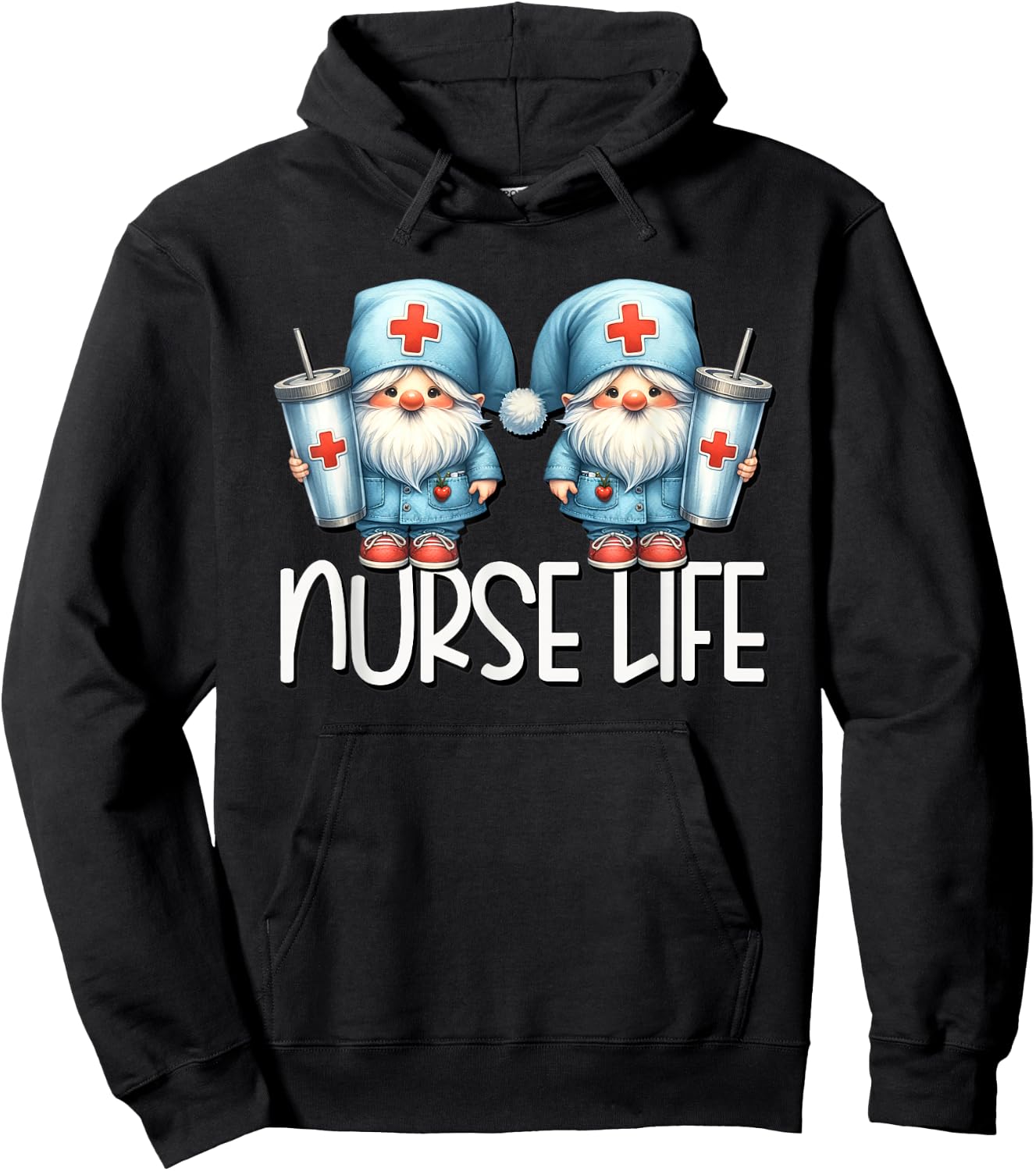 Coffee Nurse Life Needs Coffee Gnome Graphic For Nurses Hoodie - Hoodie | Black