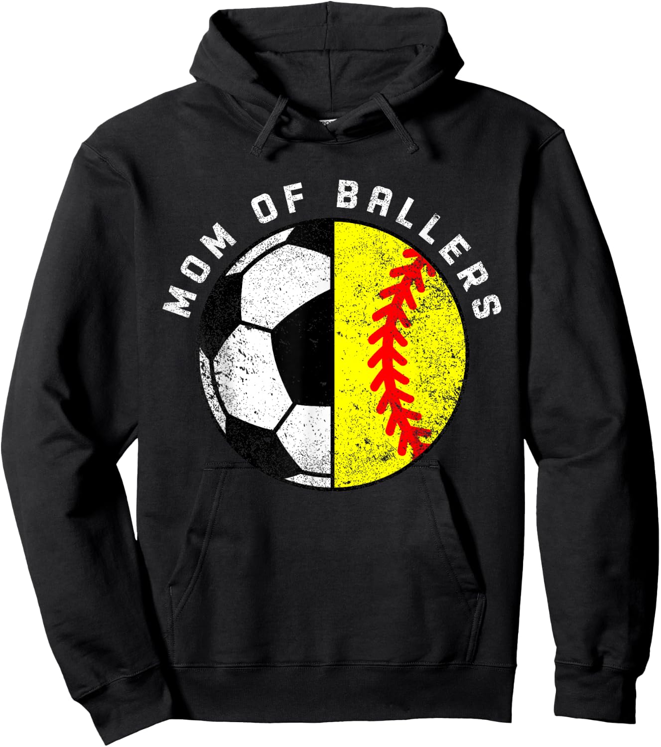Mom Of Ballers Funny Soccer Softball Mom Hoodie - Hoodie | Black