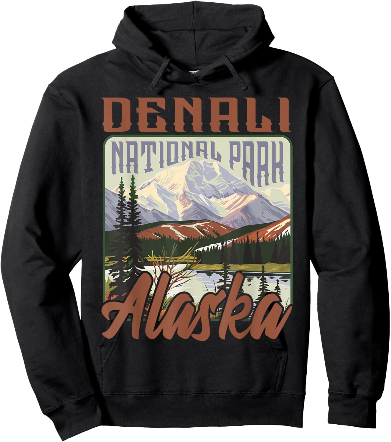 Denali USA National Park Vintage Alaska Outdoors Retro Hoodie - Hoodie | Black