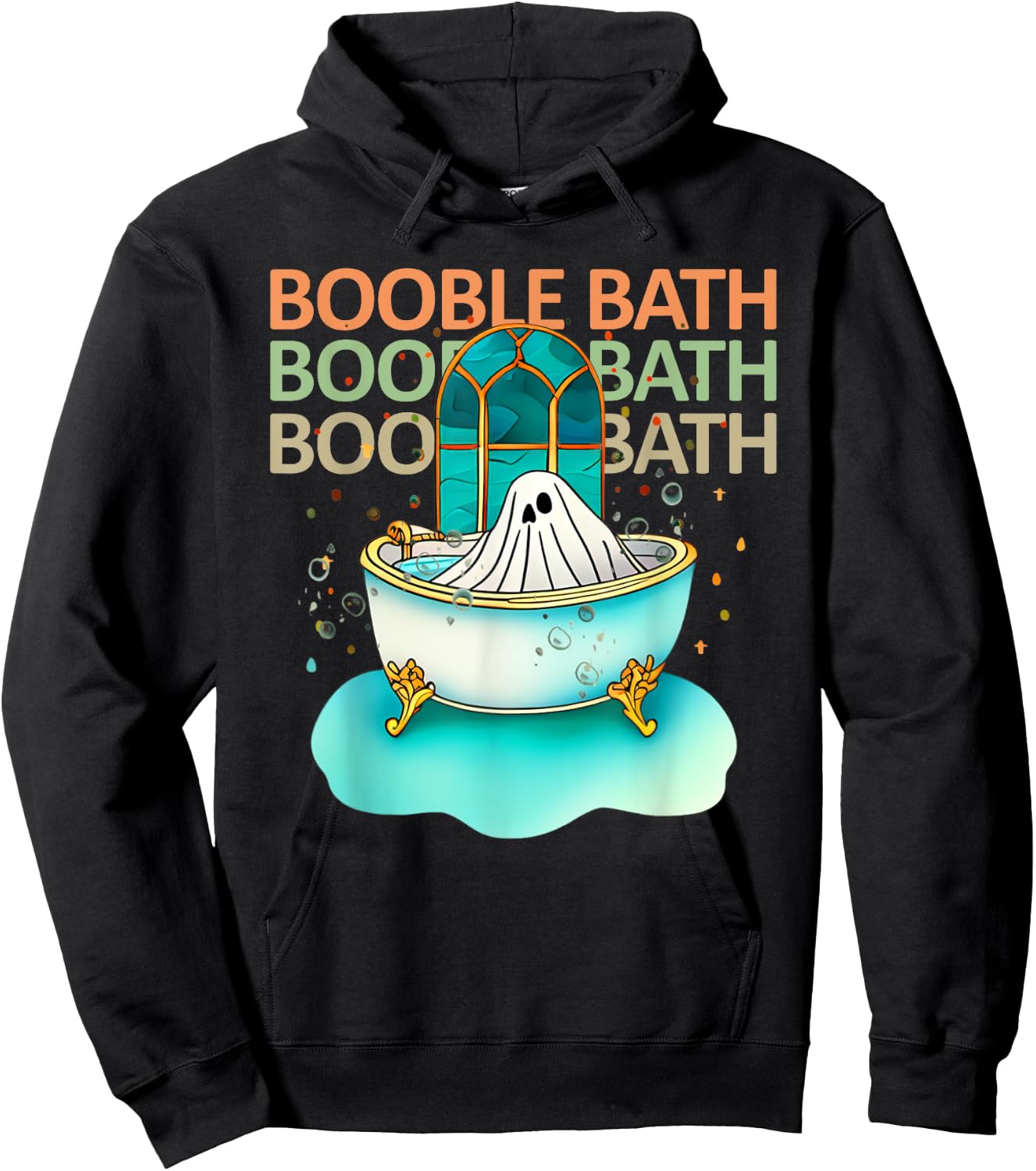 Ghost Bathtub Simple Halloween Costumes Cute Booble Bath Pun Hoodie - Hoodie | Black