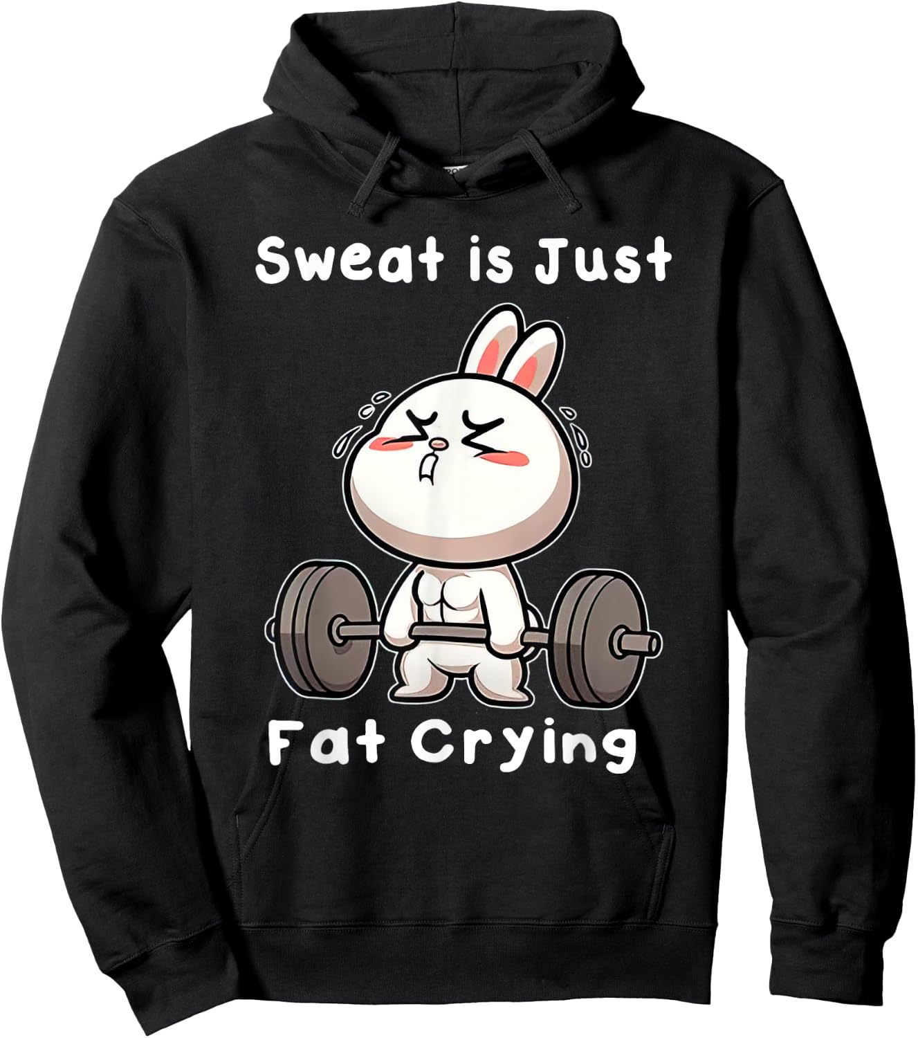 Sweat Is Just Fat Crying Rabbit Hoodie - Hoodie | Black