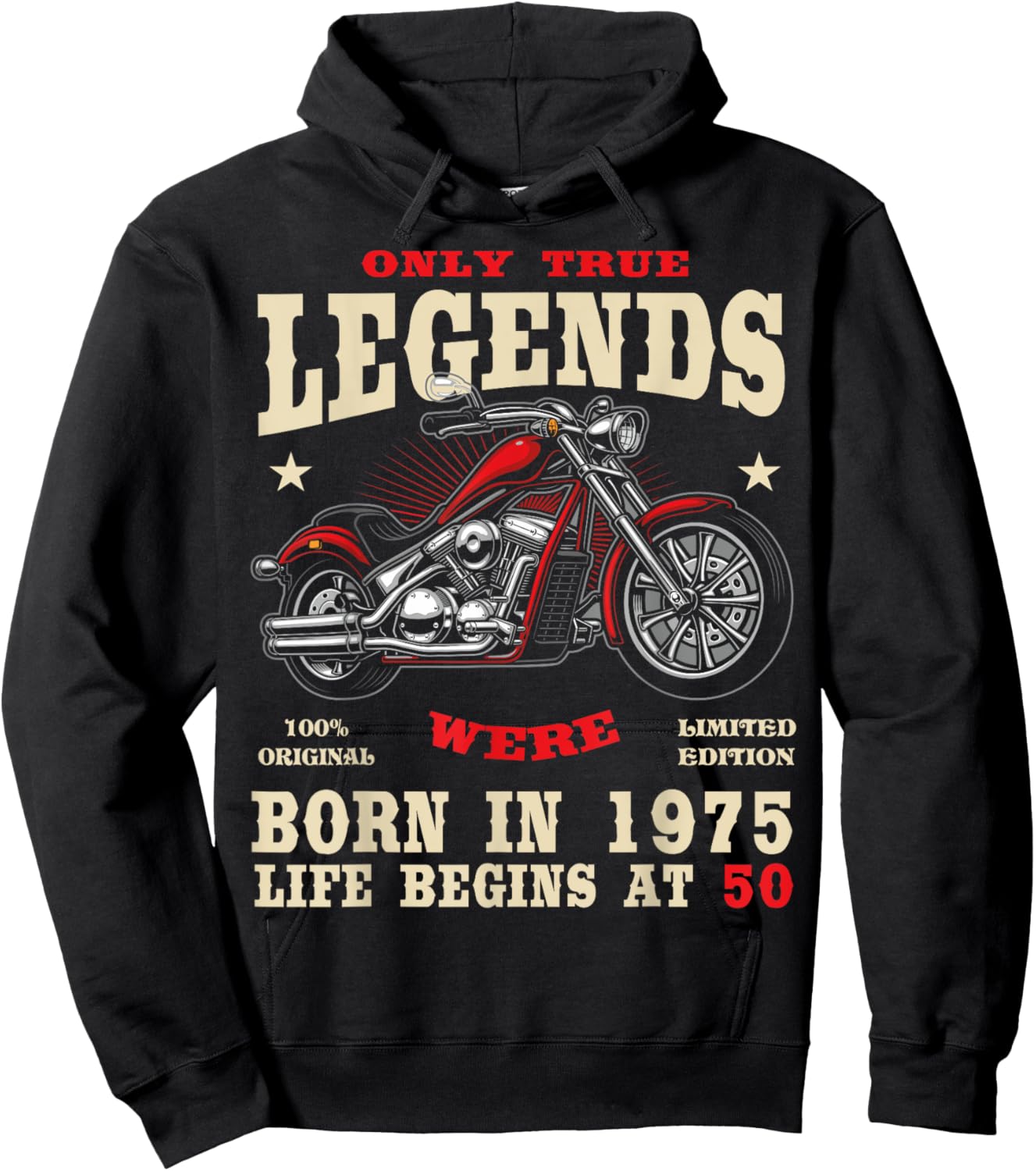 2025 | 50th Birthday Man Biker Gift Motorcycle Chopper 1975 Hoodie - Hoodie | Black