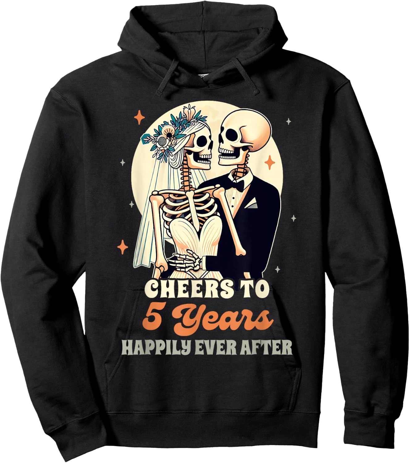5th Wedding Anniversary Cheers To 5 Years Happily After Hoodie - Hoodie | Black