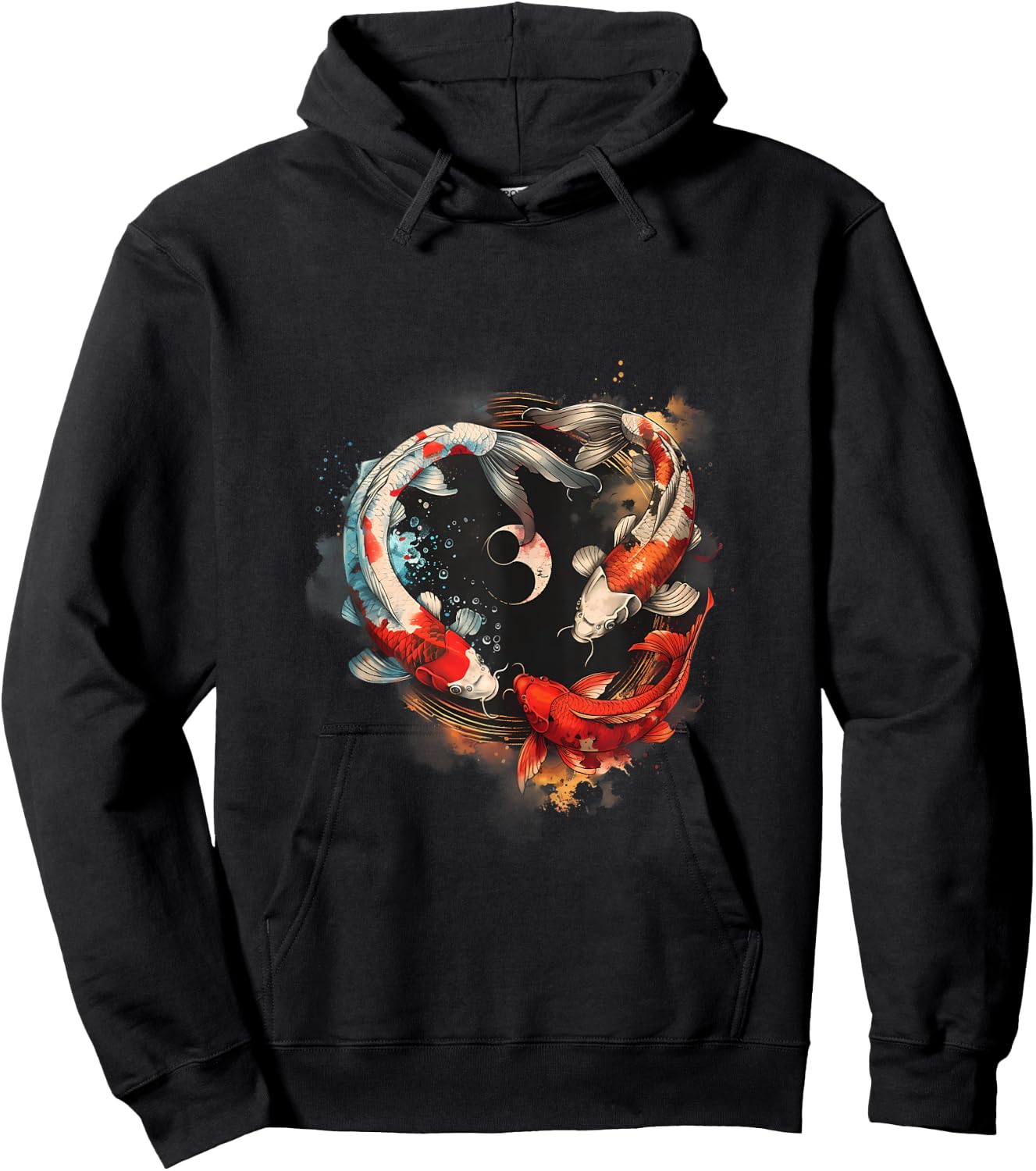 Koi Japanese Koi Carp Fish Yin Yang Asian Carp Koi Fish Hoodie - Hoodie | Black