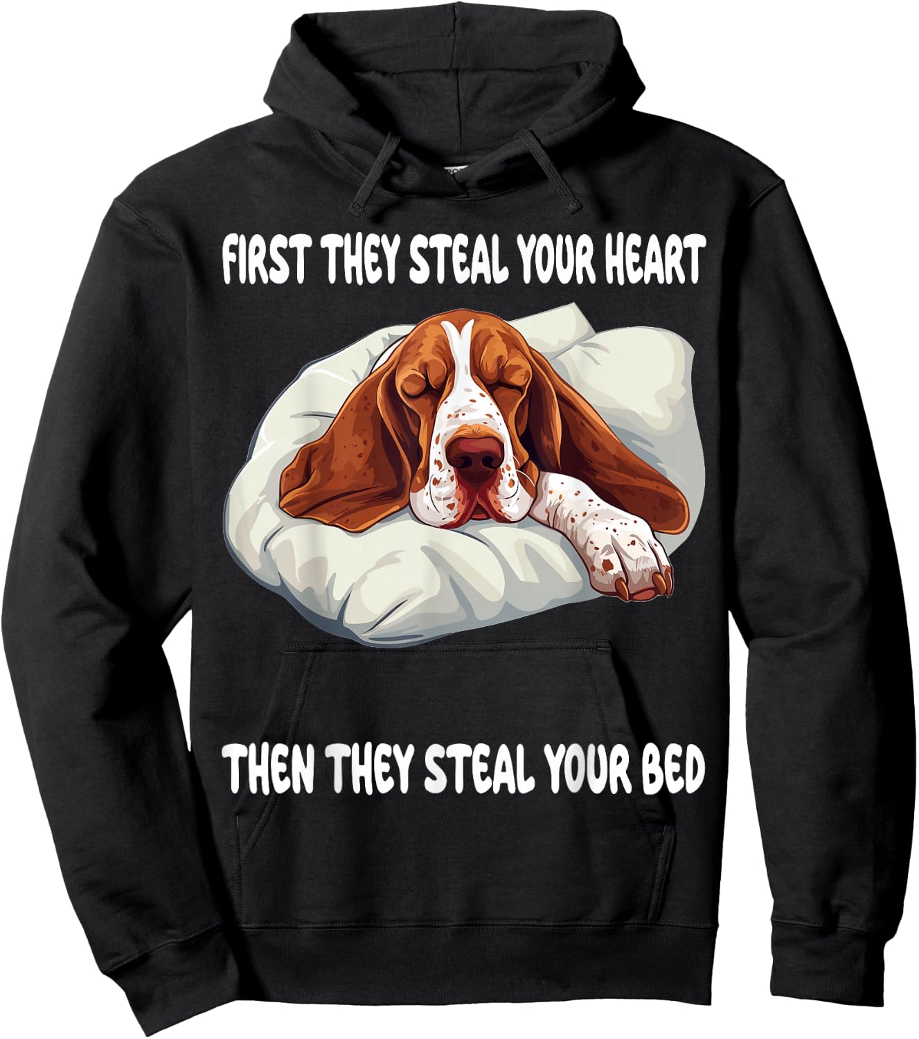 Basset Hound Sleeping Pajamas Nightgown Hoodie - Hoodie | Black