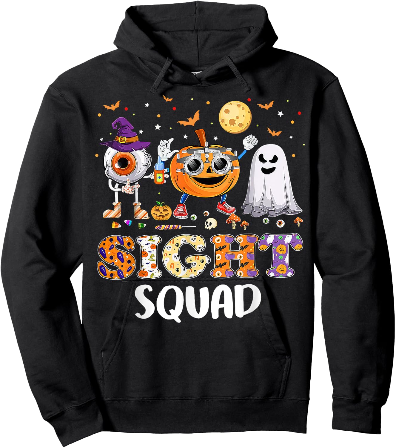 Optometrist Sight Squad Pumpkin Ghost Halloween Costume Hoodie - Hoodie | Black