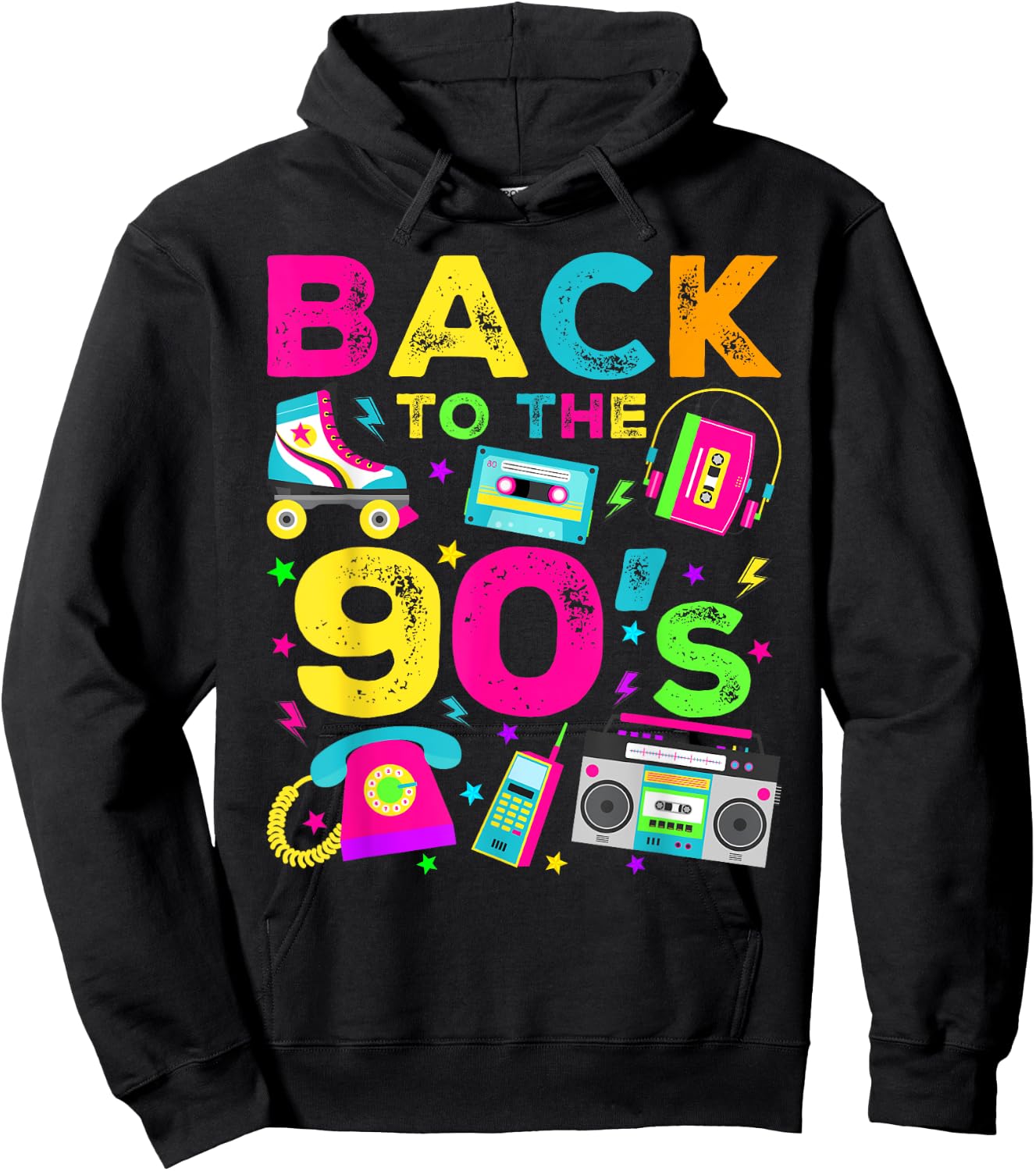 Back To 90's 1990s Vintage Style Nineties Retro Party Hoodie - Hoodie | Black