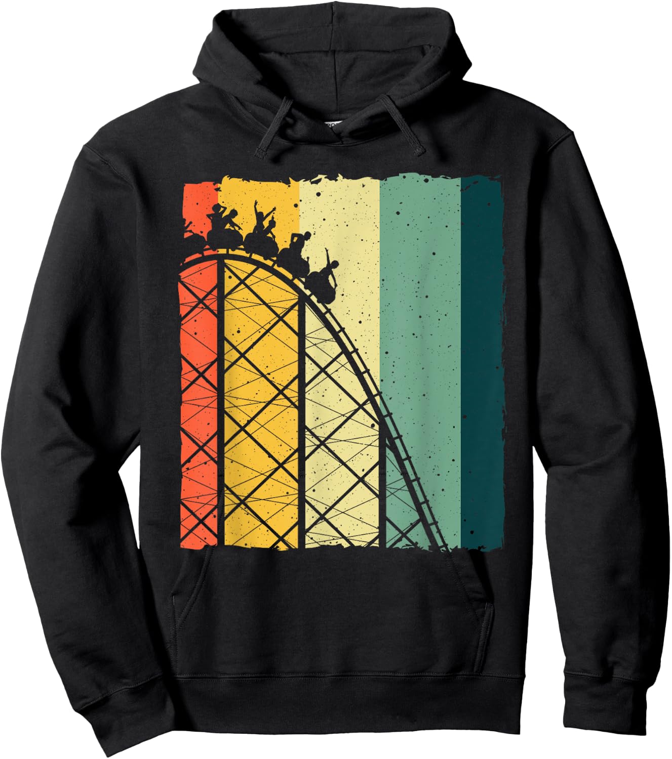 Vintage Roller Coaster Design Women Roller Coaster Hoodie - Hoodie | Black