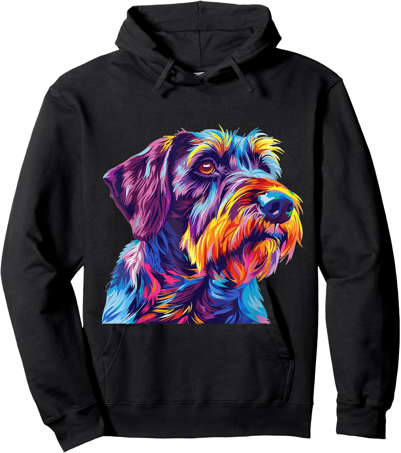 German Wirehaired Pointer Pop Art Dog Breed Graphic Hoodie - Hoodie | Black