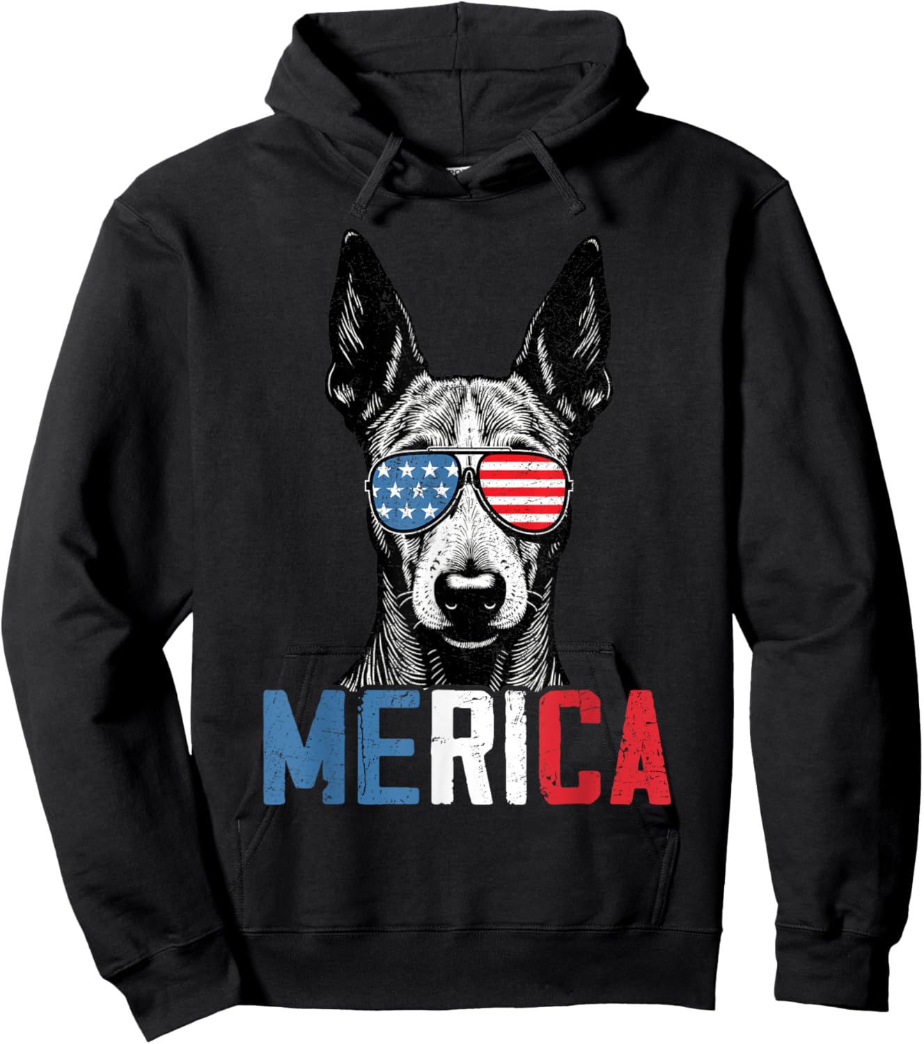 Patriotic American Hairless Terrier Dog Merica 4th Of July Women Kids Hoodie - Hoodie | Black