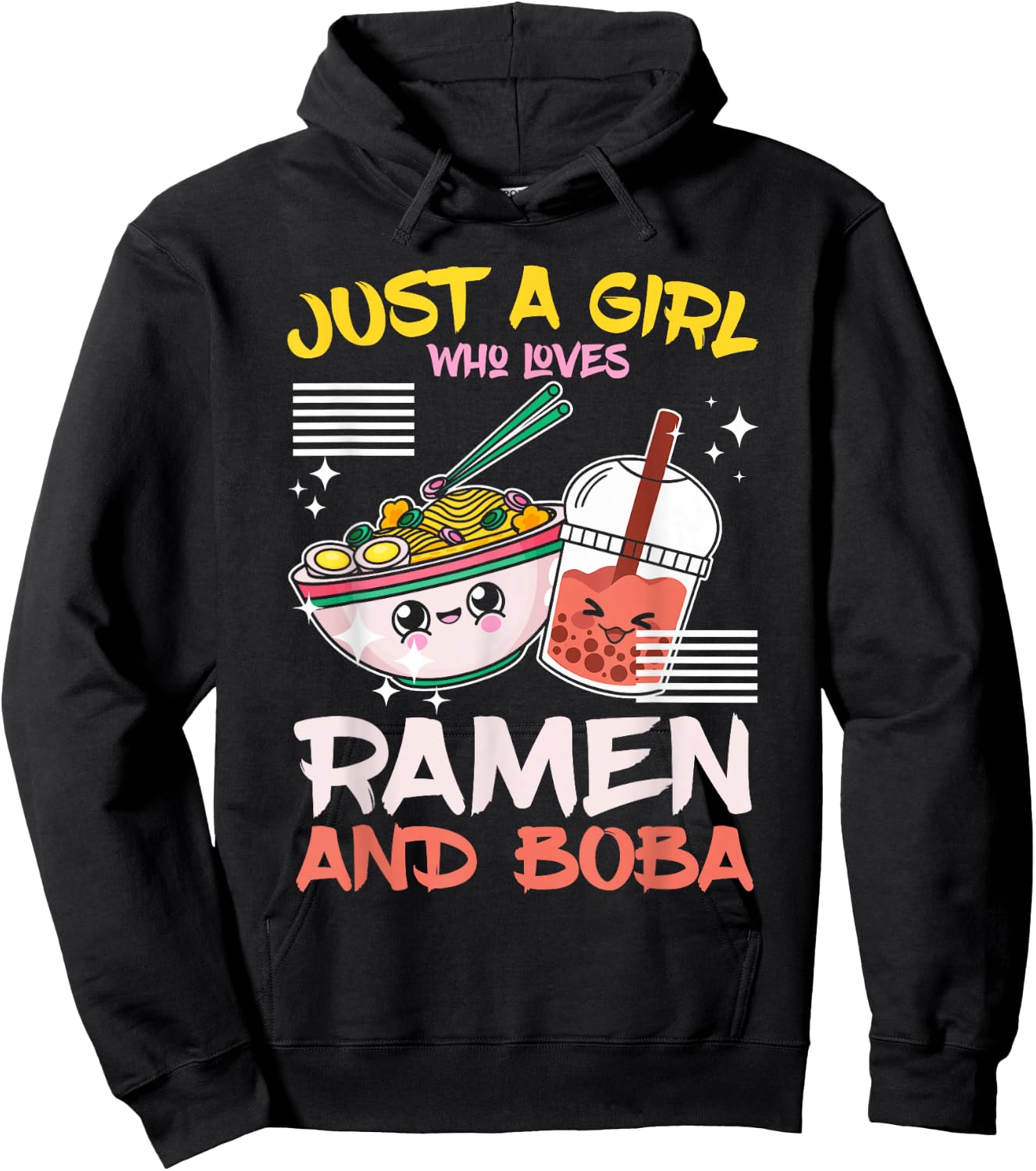 Just A Girl Who Loves Ramen And Boba Bubble Tea Japanese Hoodie - Hoodie | Black