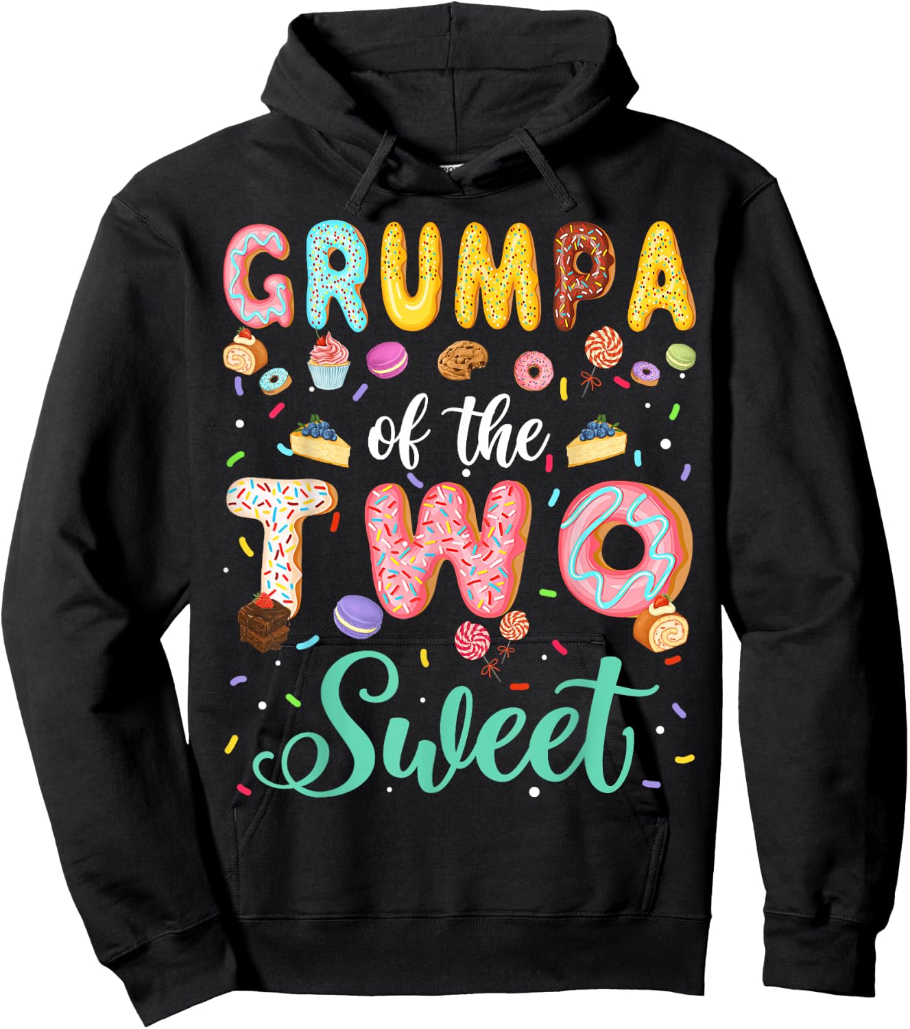 Grumpa Of The Two Sweet Birthday Girl Donut Lover Hoodie - Hoodie | Black