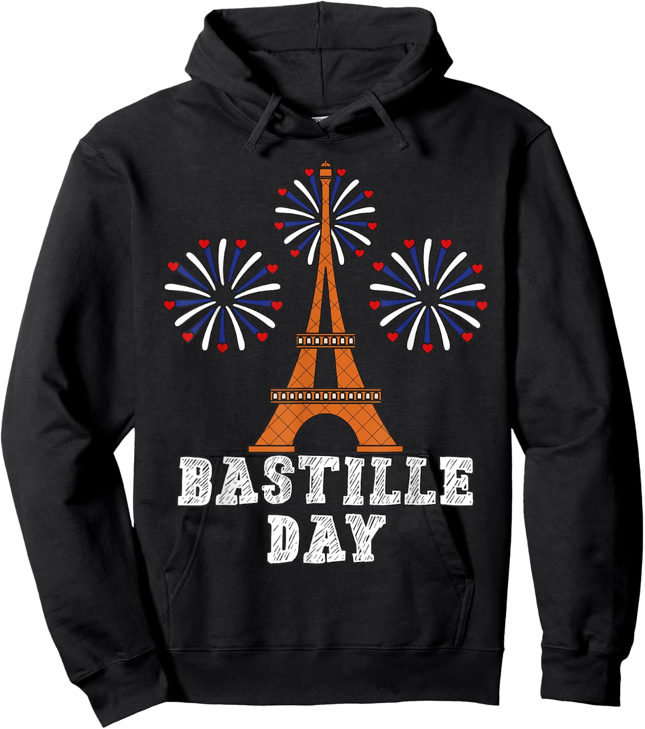 Bastille Day French Flag Eiffel Tower Firecracker 14th July Hoodie - Hoodie | Black