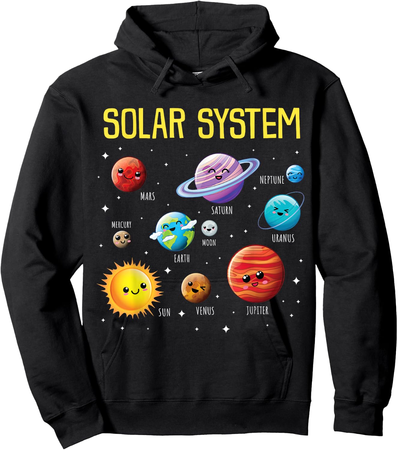 Solar System Shirt Colorful Space Planets Educational Kids Hoodie - Hoodie | Black