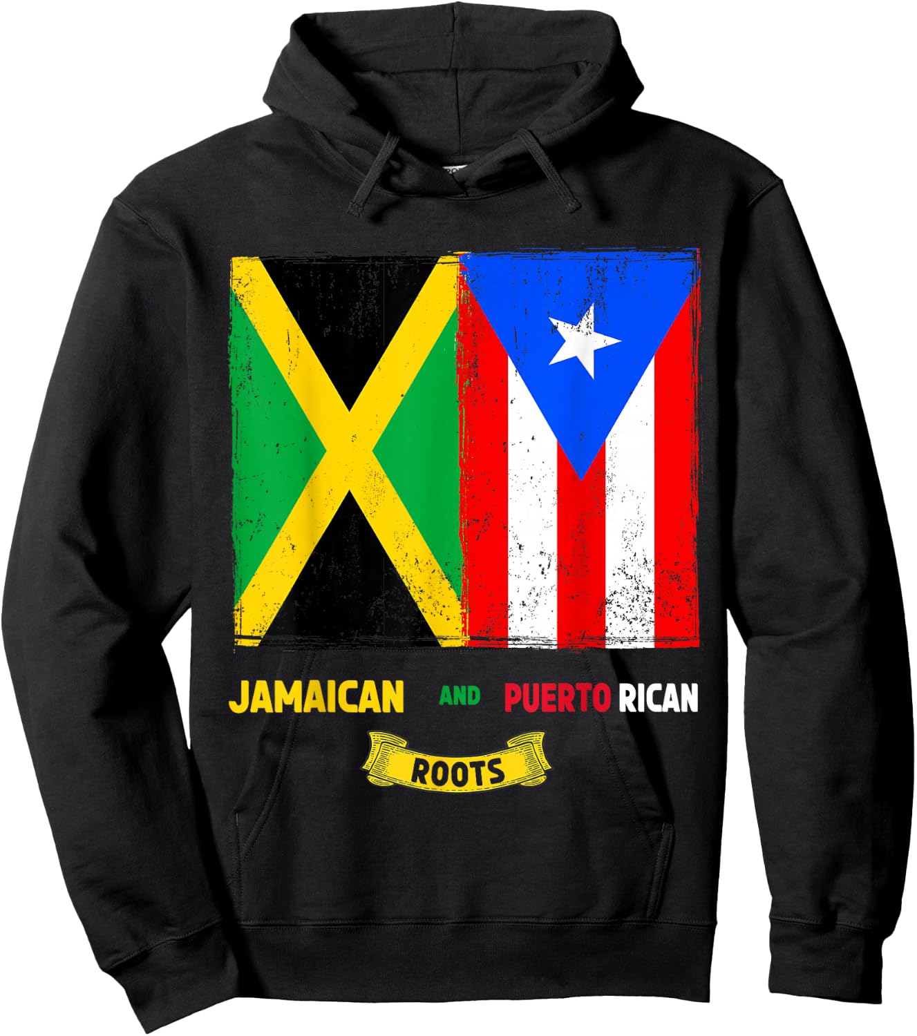 Puerto Rican & Jamaica Flag Outfit Idea For Kids & Boricua Hoodie - Hoodie | Black