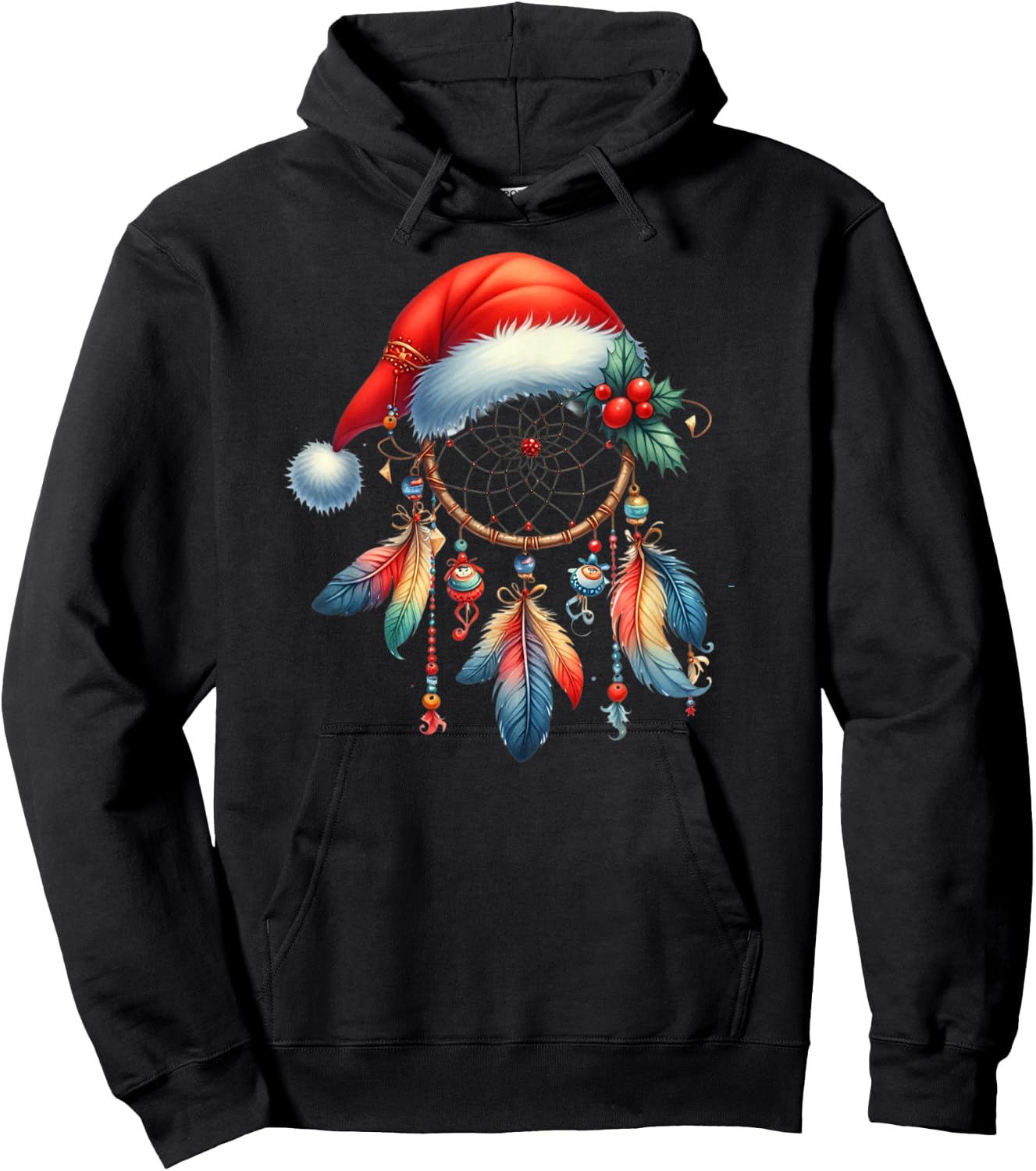 Funny Xmas Bohemian Feather Dreamcatcher Funny Kid Christmas Hoodie - Hoodie | Black