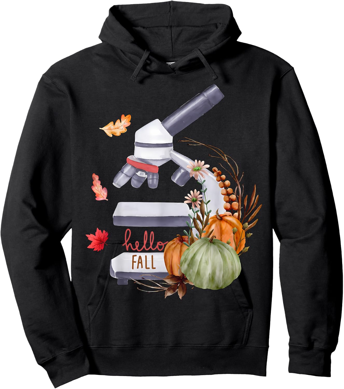 Microscope Flower Pumpkin Microbiology Biology Thanksgiving Hoodie - Hoodie | Black