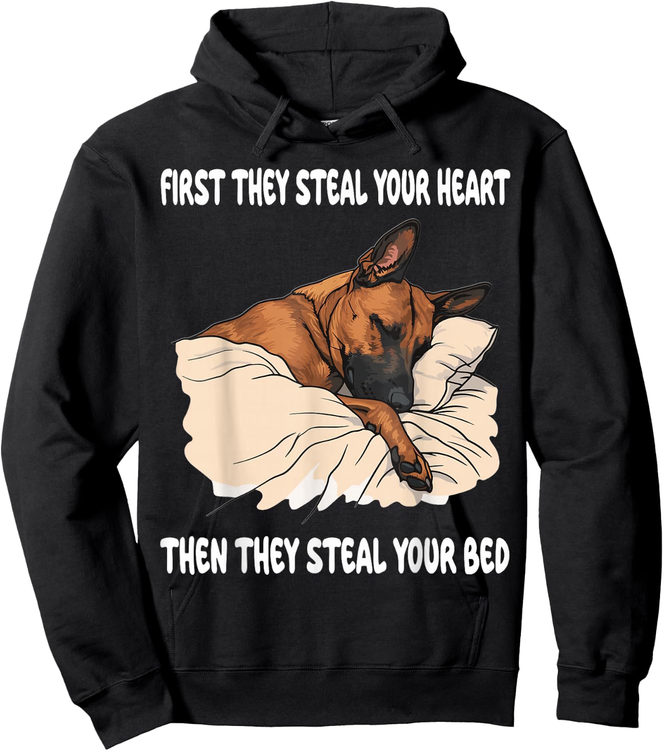 Belgian Malinois Sleeping Pajamas Nightgown Hoodie - Hoodie | Black
