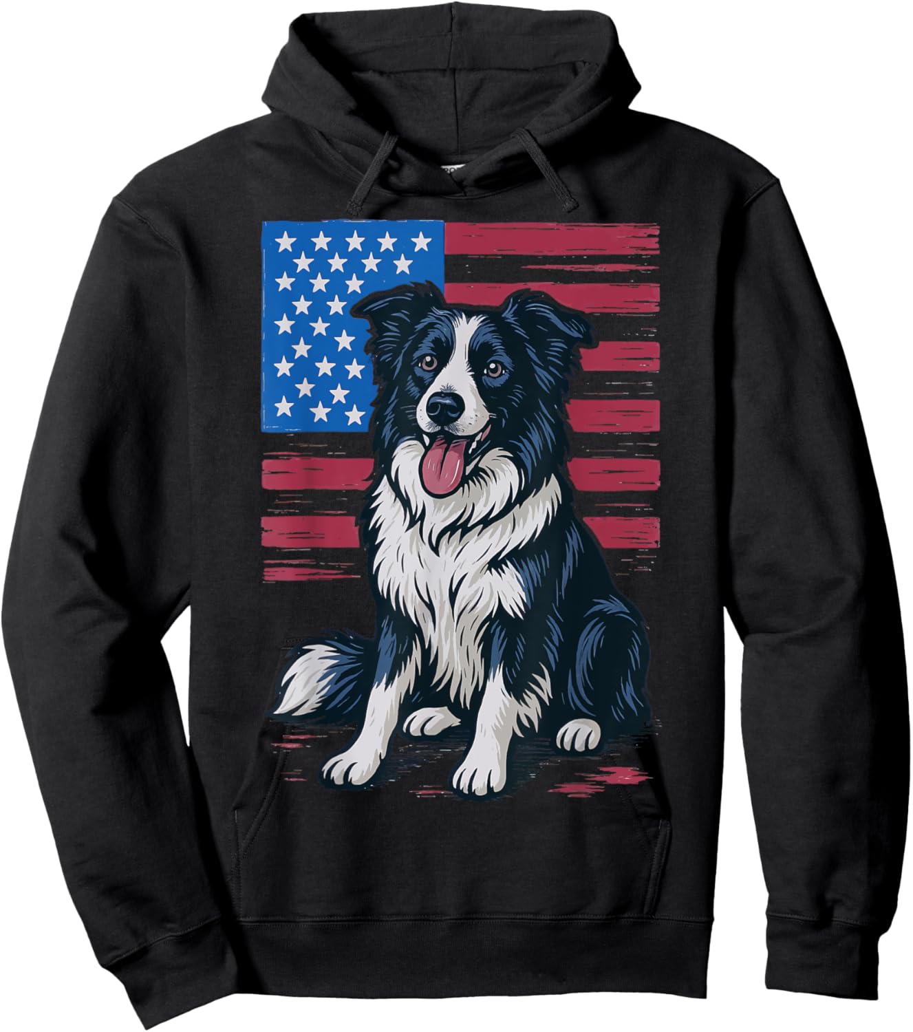 Border Collie USA Flag Hoodie - Hoodie | Black