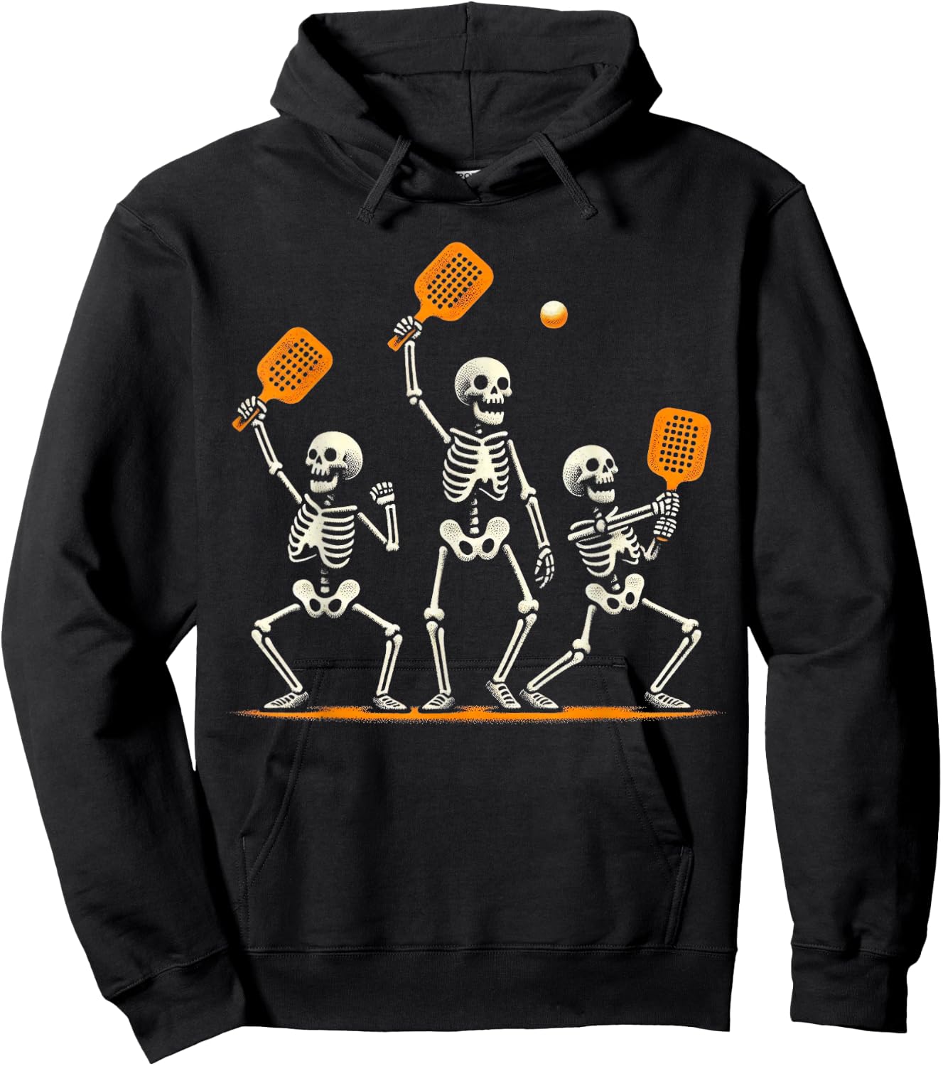 Funny Skeleton Playing Pickleball Halloween Costume Men Hoodie - Hoodie | Black