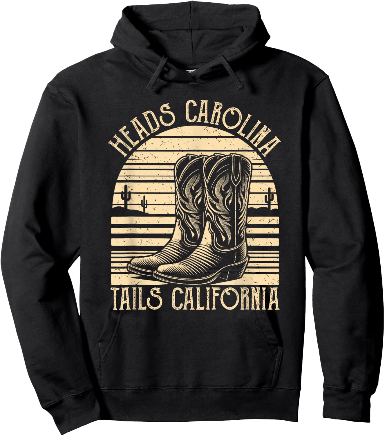 Heads Carolina Tail California Retro Vintage Country Hoodie - Hoodie | Black