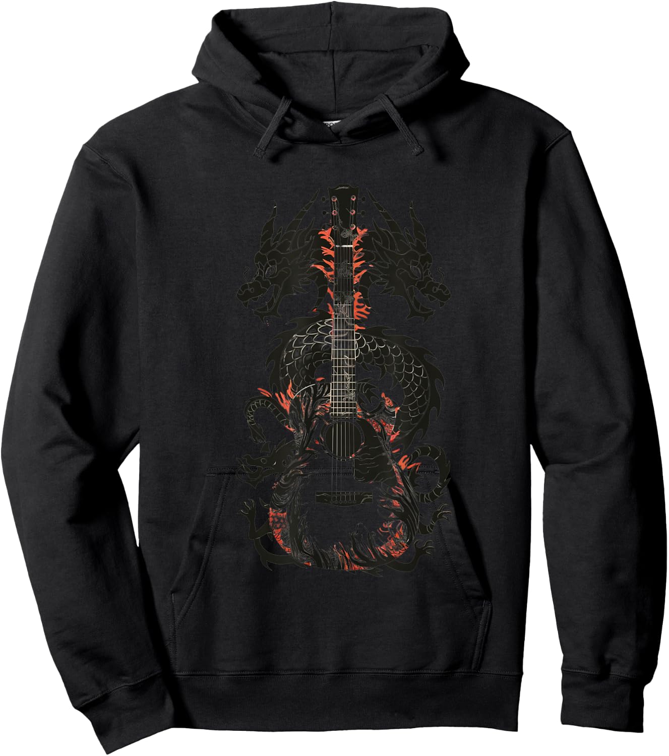Dragon Guitar Fusion Art Music Lover Design Hoodie - Hoodie | Black